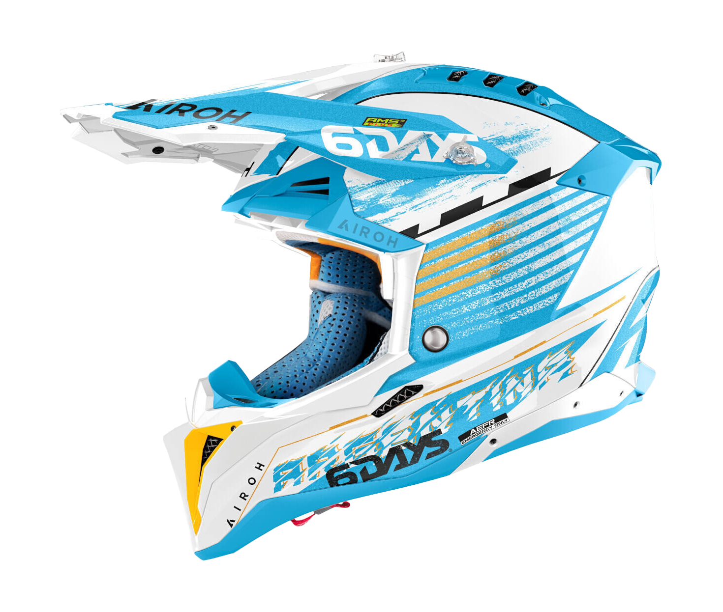 Airoh Motocross Helmet Aviator 3 Six Days Argentina - Gloss Blue