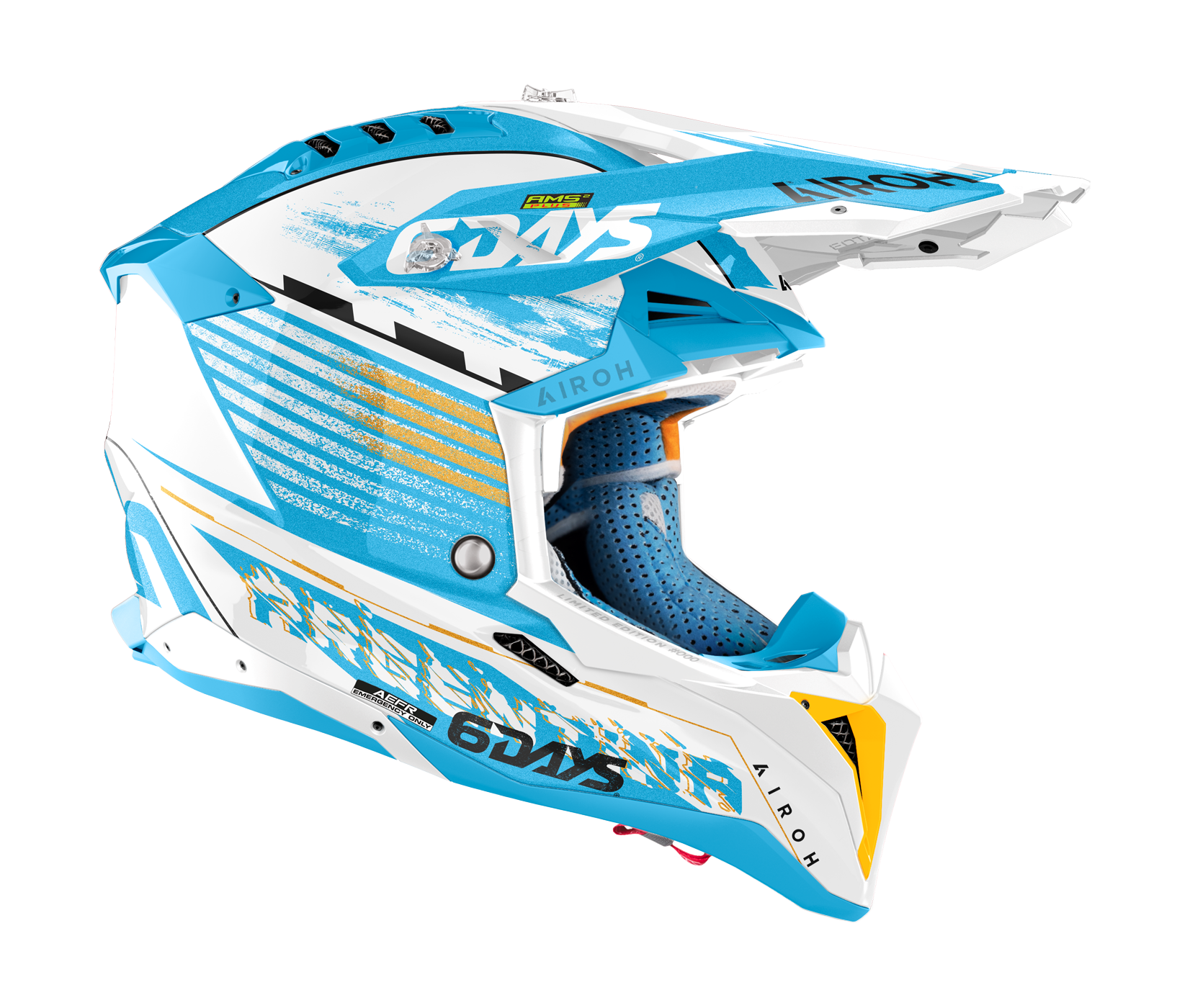 Airoh Motocross Helmet Aviator 3 Six Days Argentina - Gloss Blue