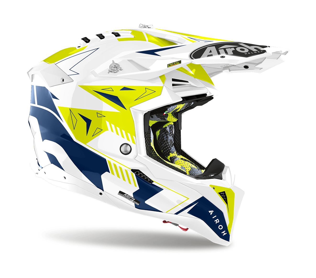 Airoh Motocross Helmet Aviator 3 Spin - Gloss Yellow / Blue