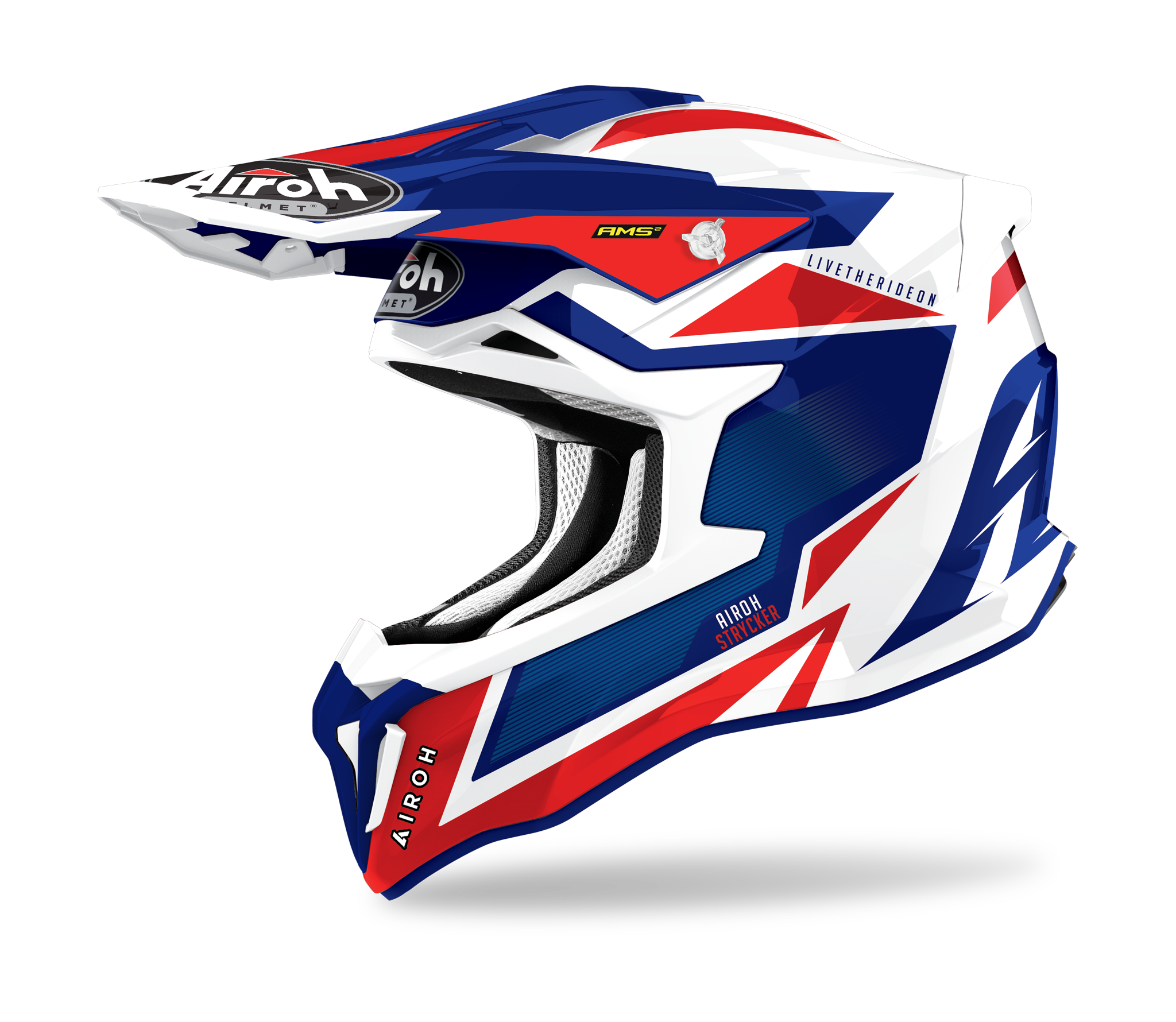 Airoh Motocross Helmet Strycker Axe - Gloss Red / White / Blue