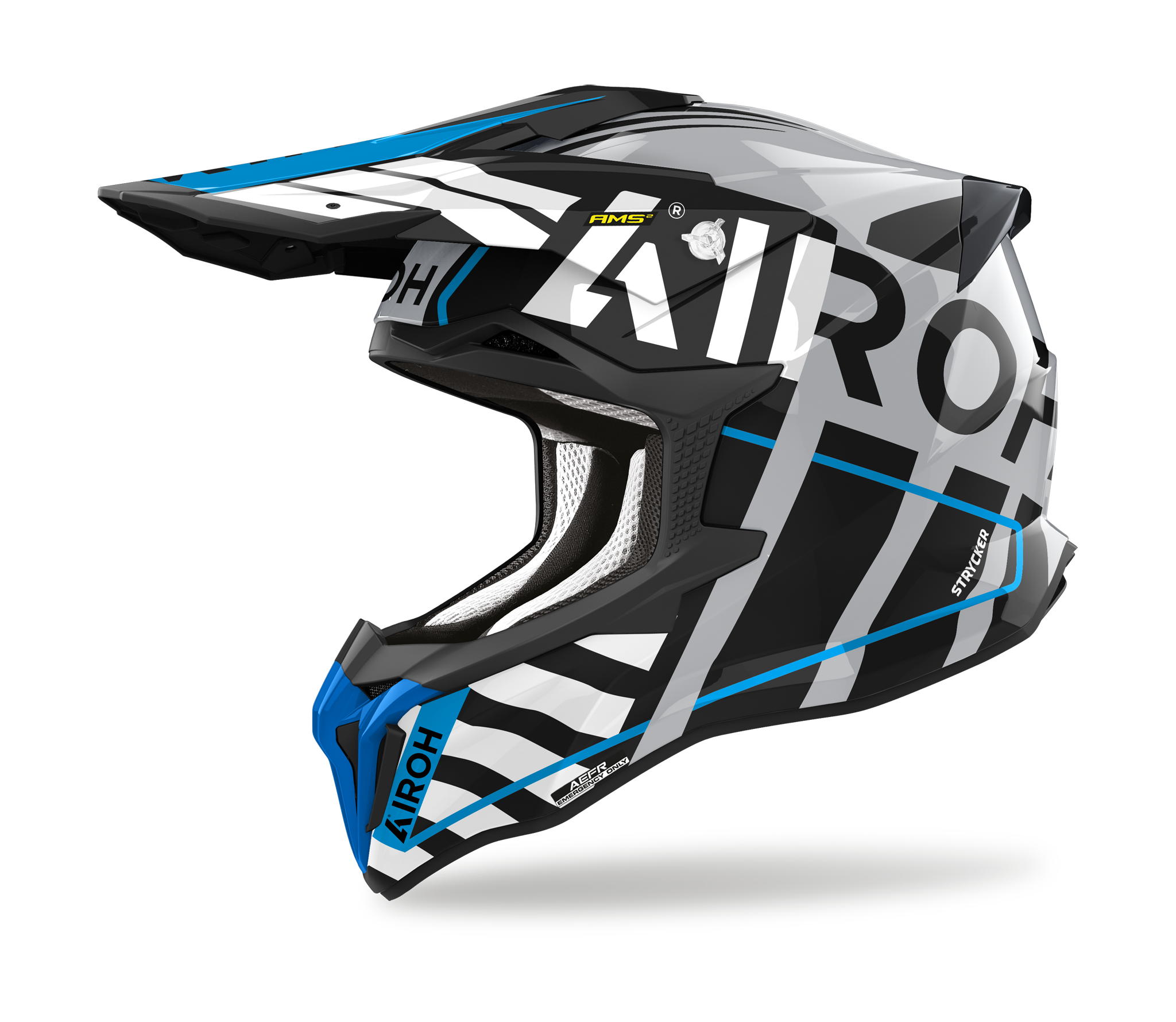 Airoh Motocross Helmet Strycker Brave - Gloss Blue / Grey