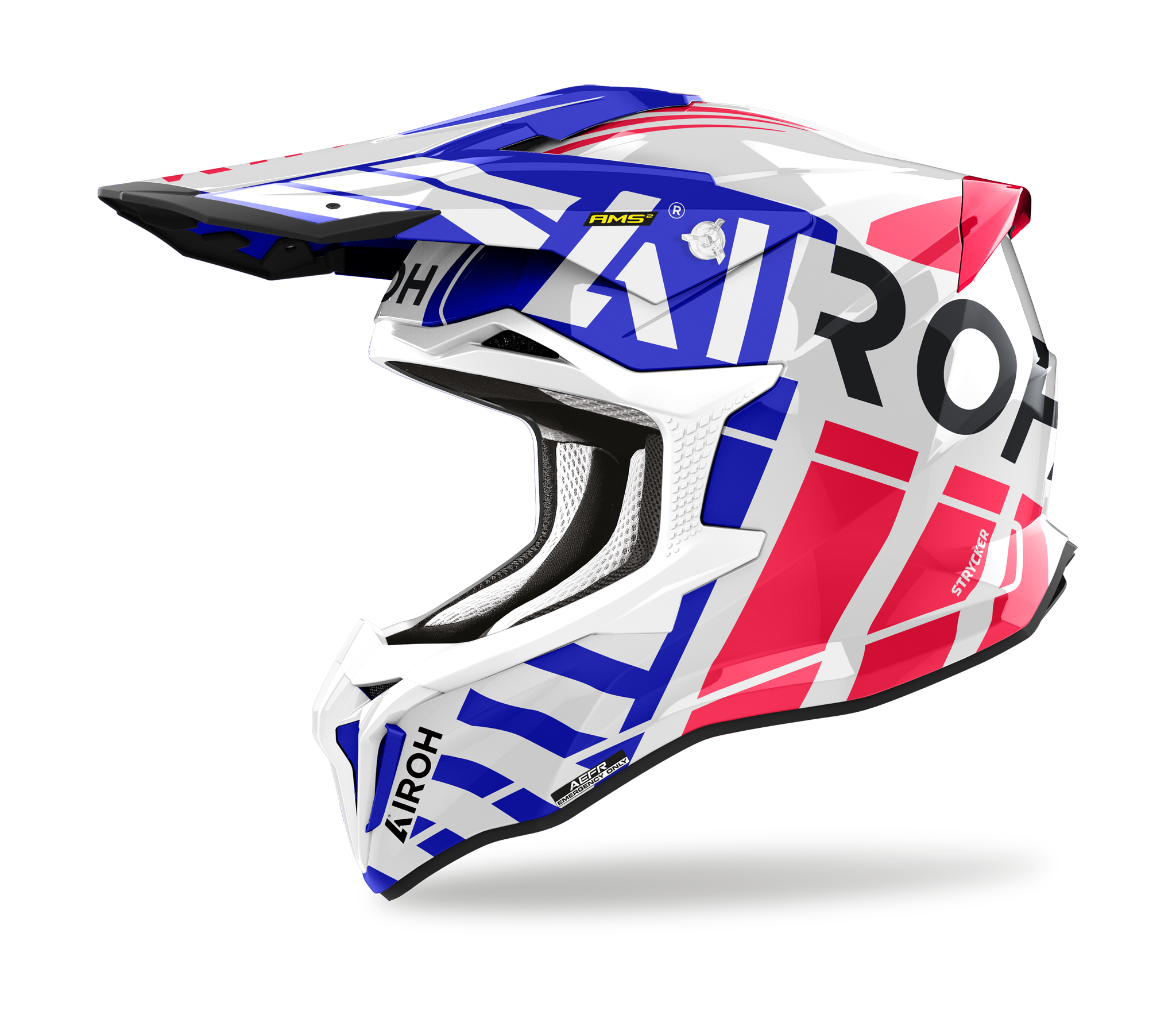 Airoh Motocross Helmet Strycker Brave - Gloss Blue / Red