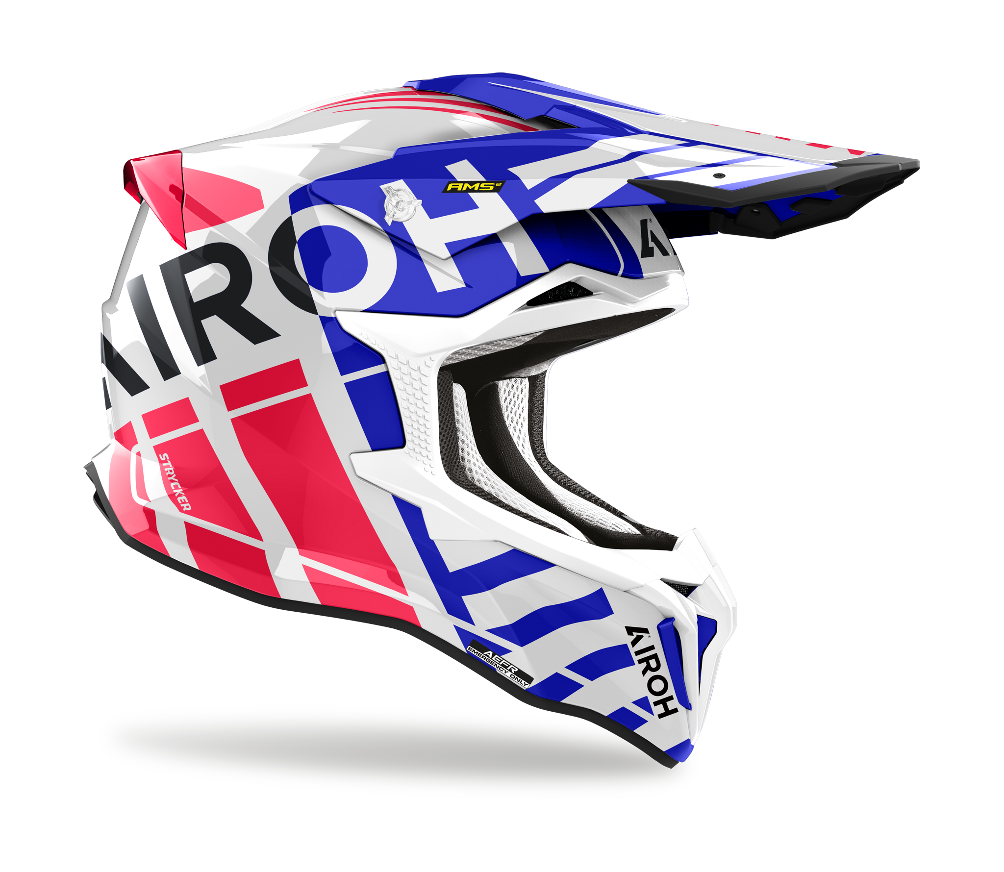 Airoh Motocross Helmet Strycker Brave - Gloss Blue / Red