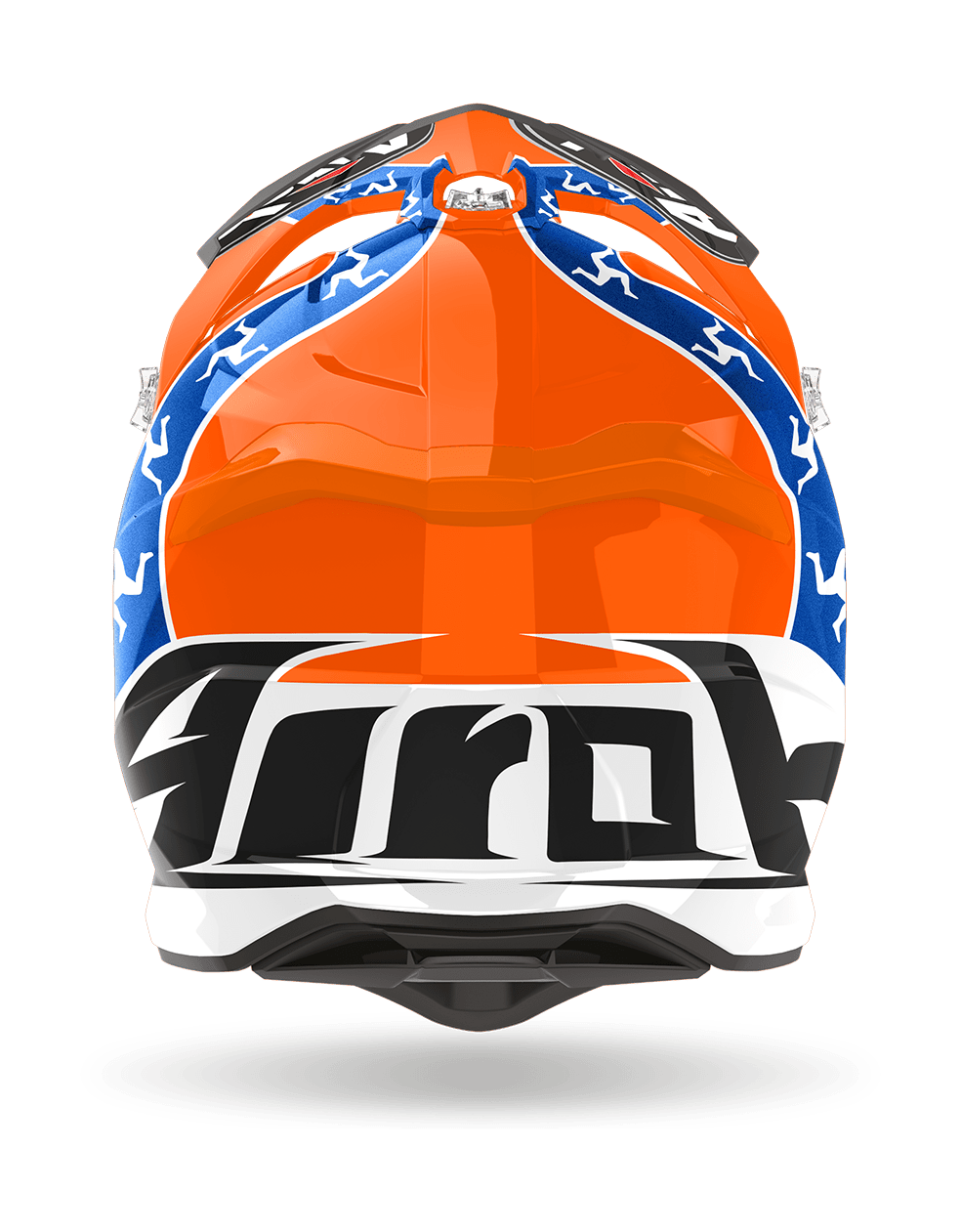Airoh Motocross Helmet Strycker Hazzard - Gloss Orange / Blue