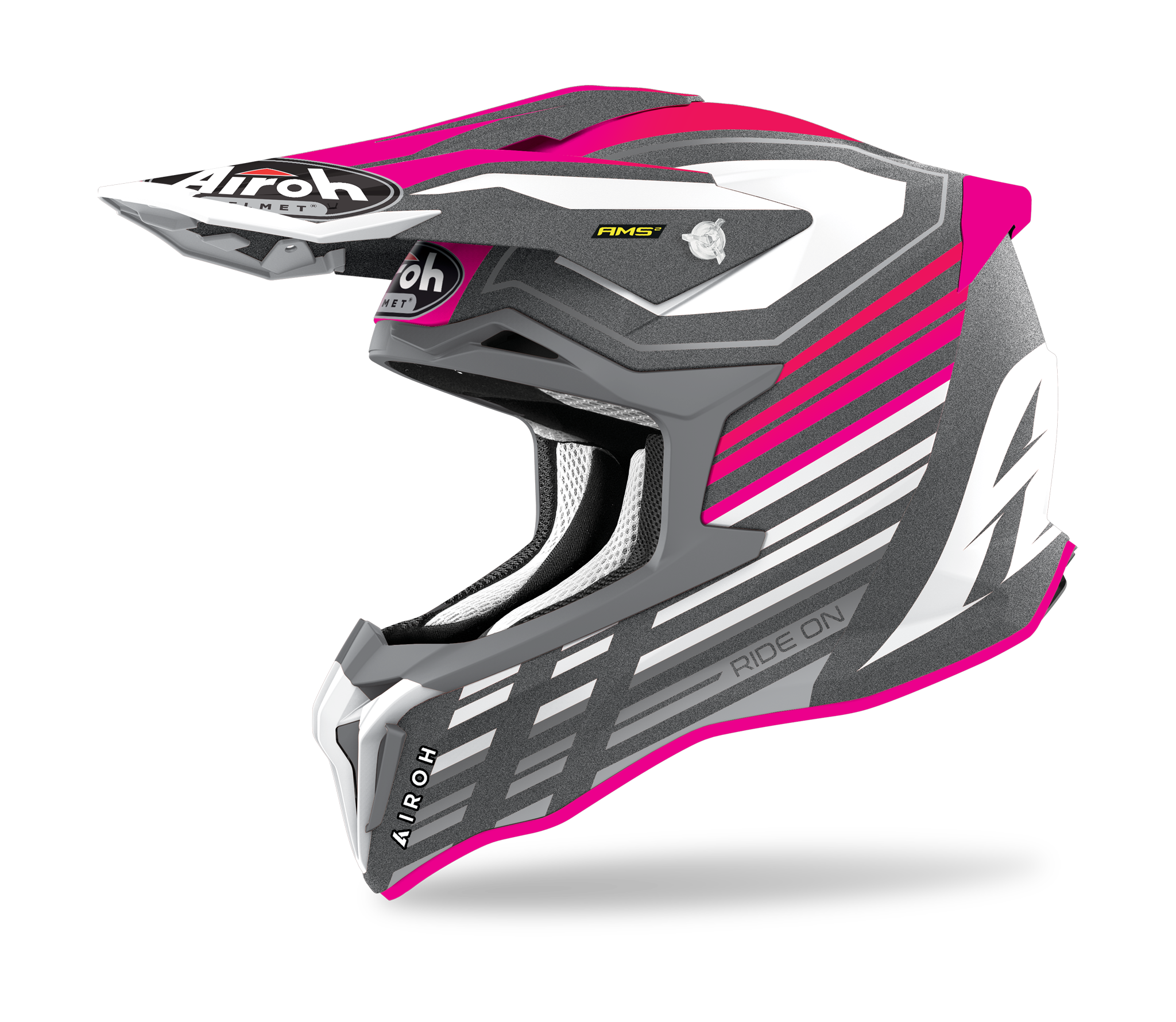 Airoh Motocross Helmet Strycker Shaded - Matte Fluo Pink / Grey