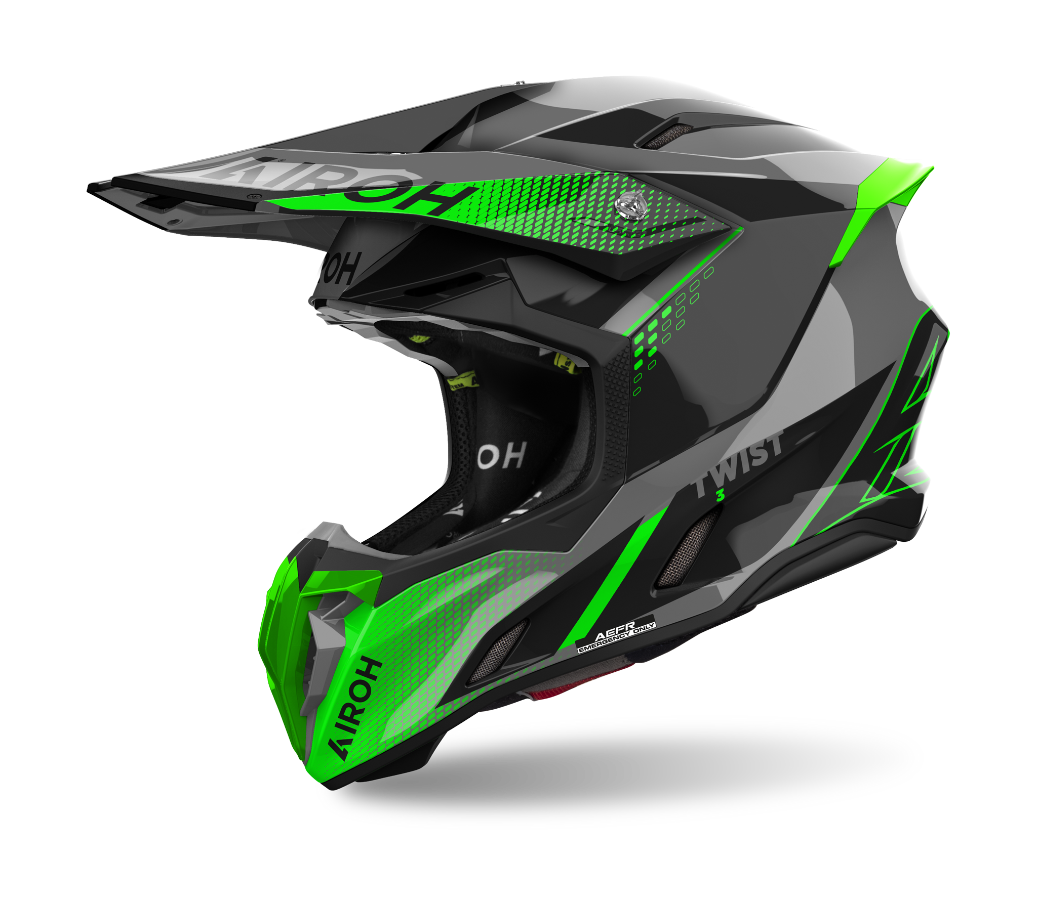 Airoh Motocross Helmet Twist 3 Shard - Gloss Green