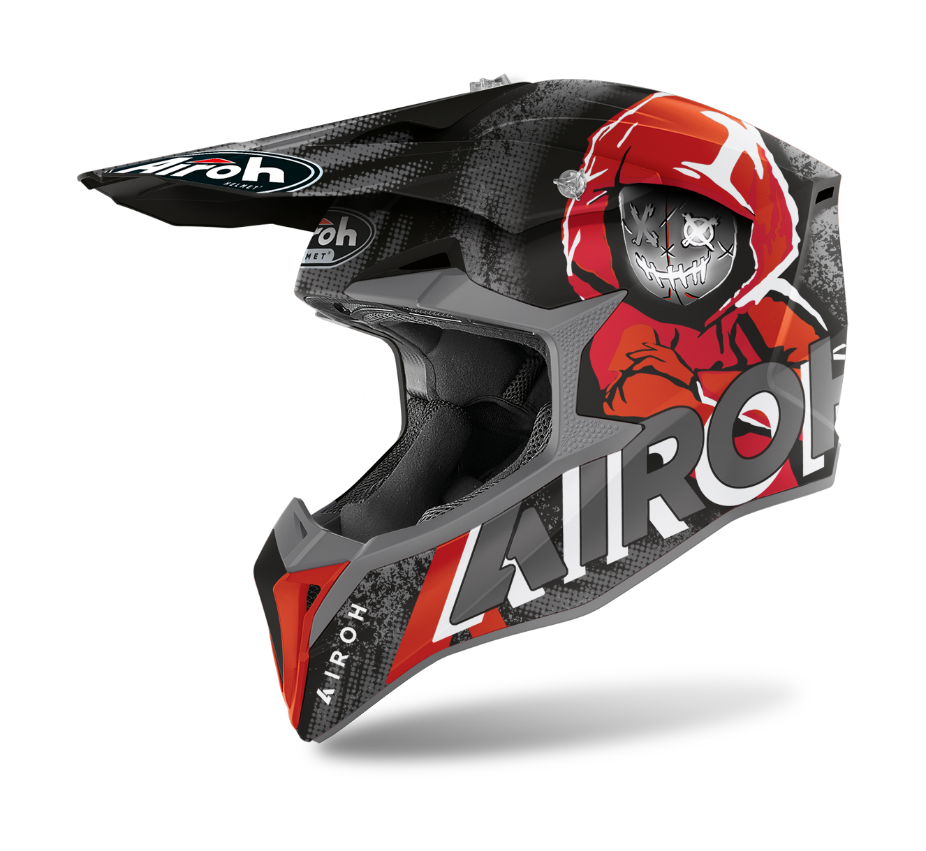 Airoh Motocross Helmet Wraap Alien - Matte Red / Grey