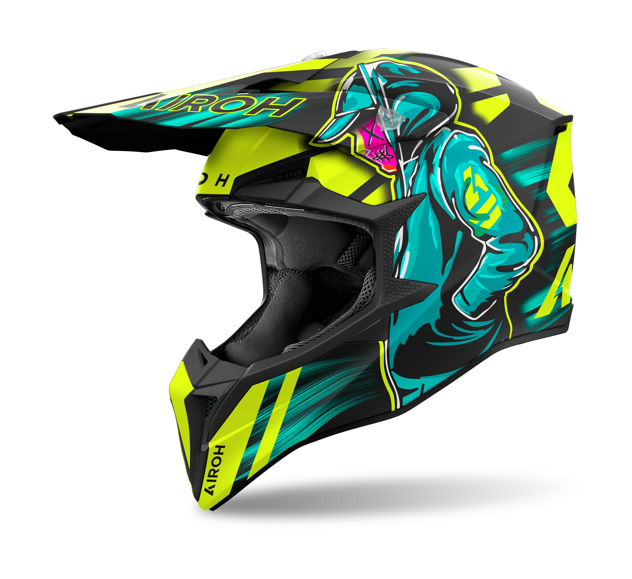 Airoh Motocross Helmet Wraap Cyber - Matte Yellow