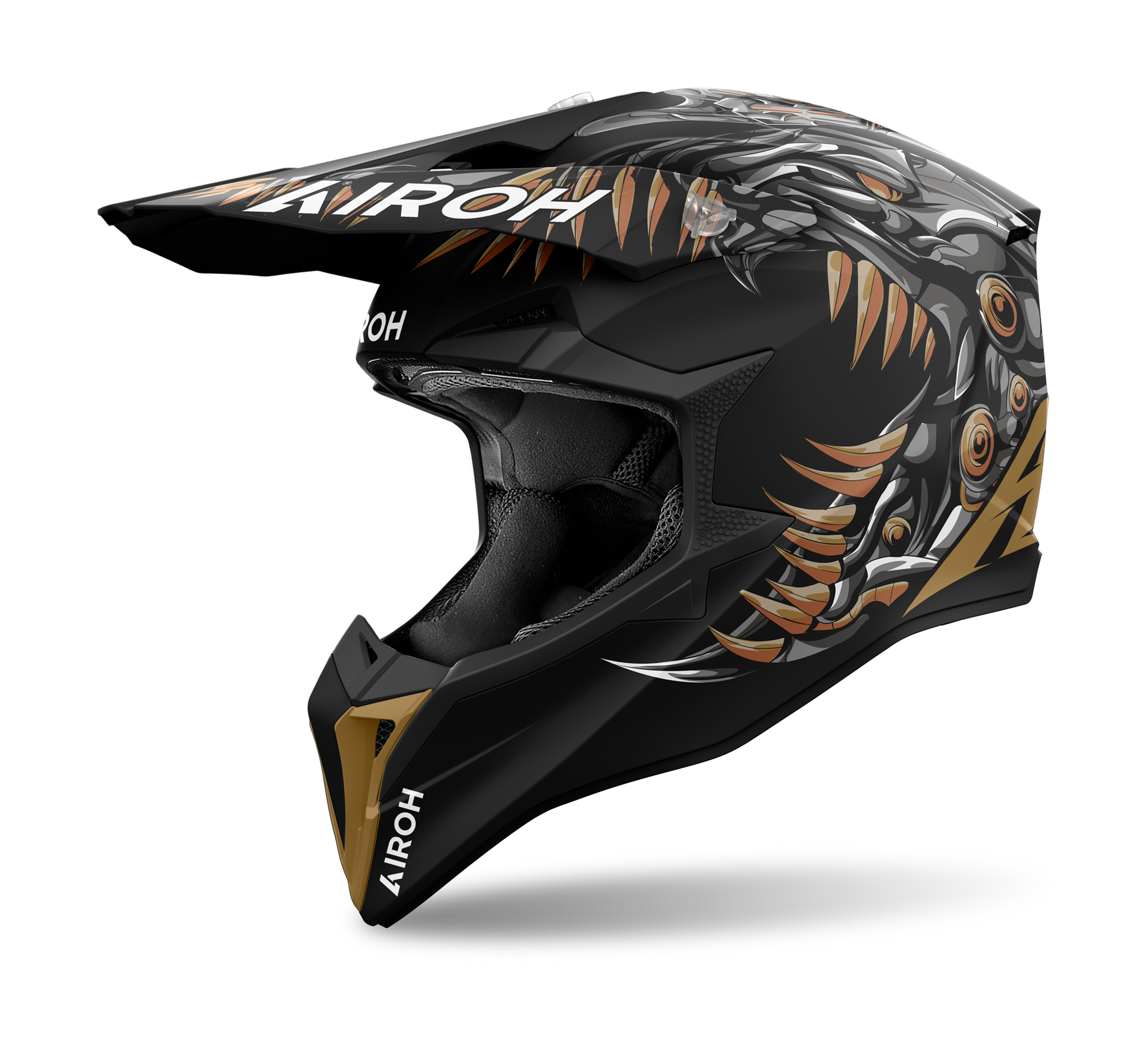 Airoh Motocross Helmet Wraap Cyborg - Matte Black / Grey