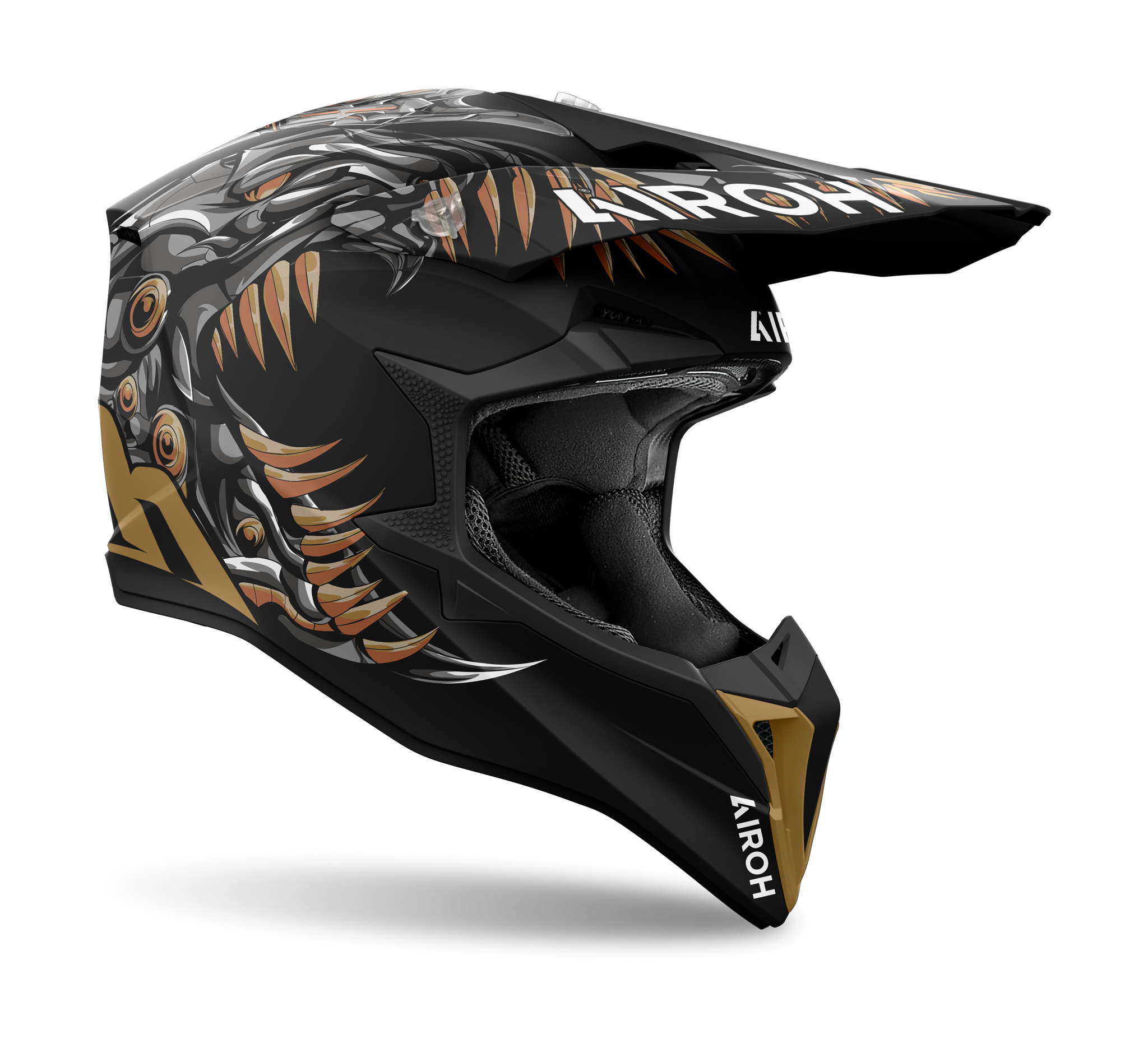 Airoh Motocross Helmet Wraap Cyborg - Matte Black / Grey