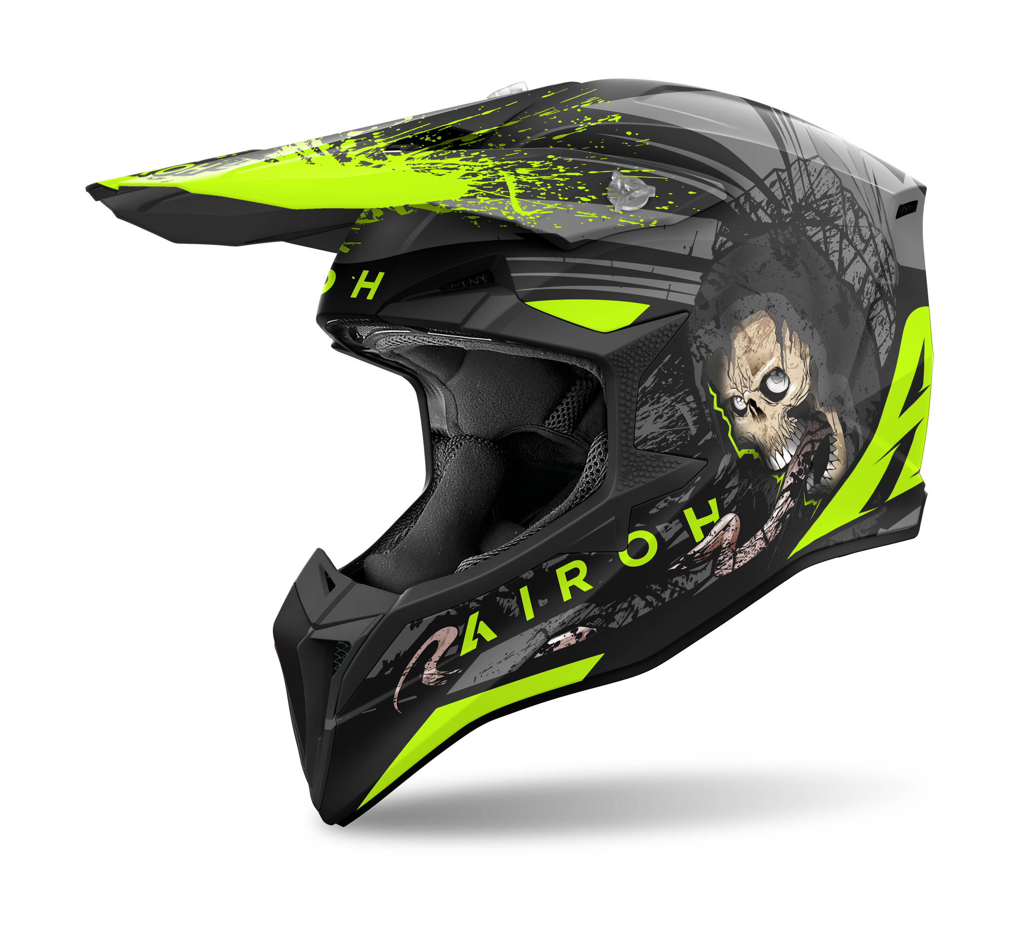 Airoh Motocross Helmet Wraap Darkness - Matte Fluo Yellow / Black