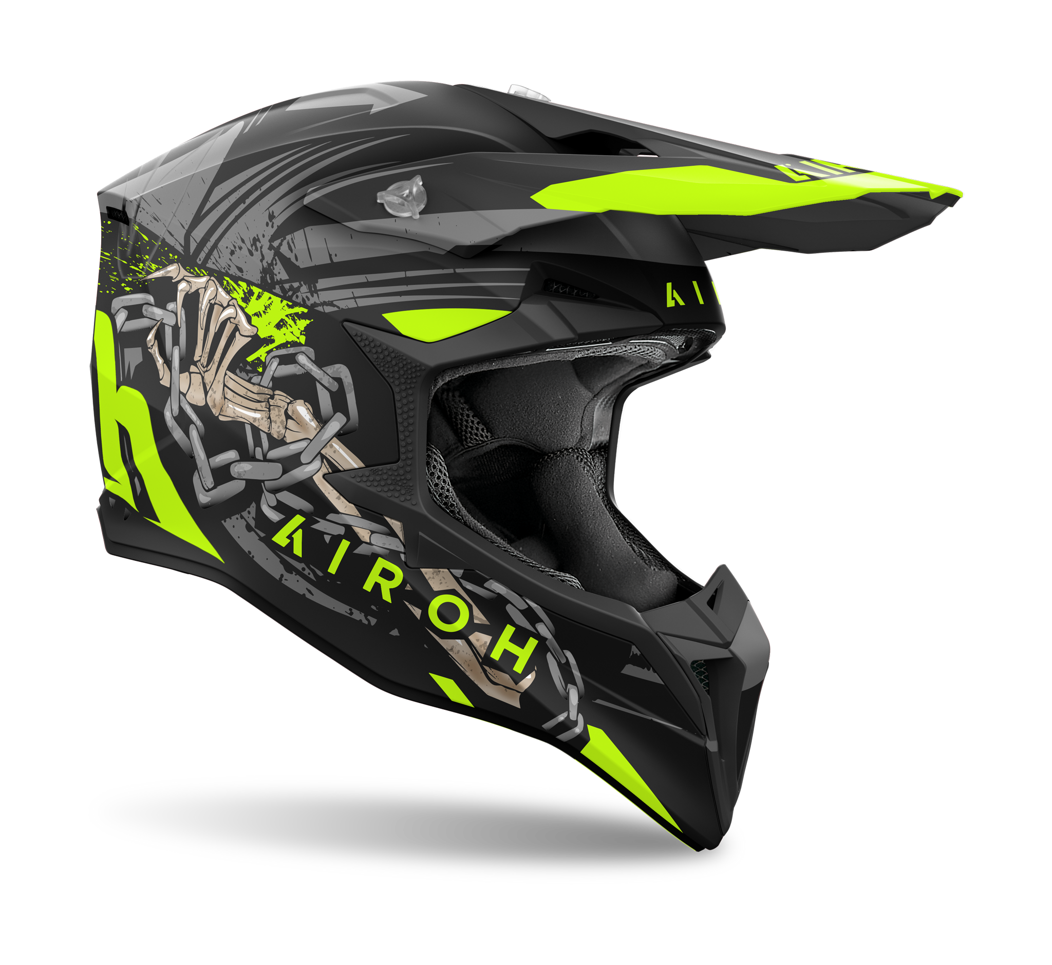 Airoh Motocross Helmet Wraap Darkness - Matte Fluo Yellow / Black