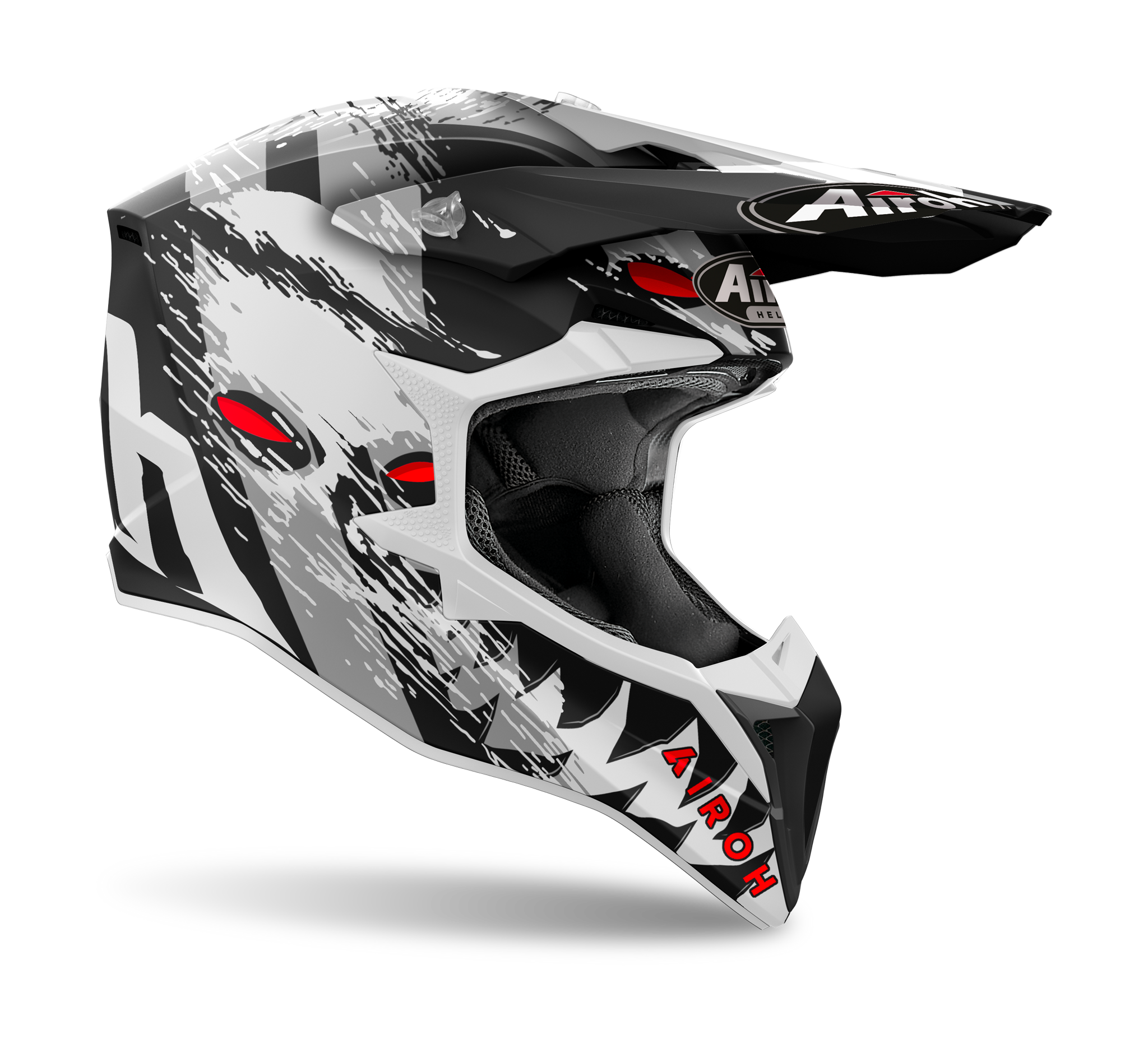 Airoh Motocross Helmet Wraap Demon - Matte Black / White