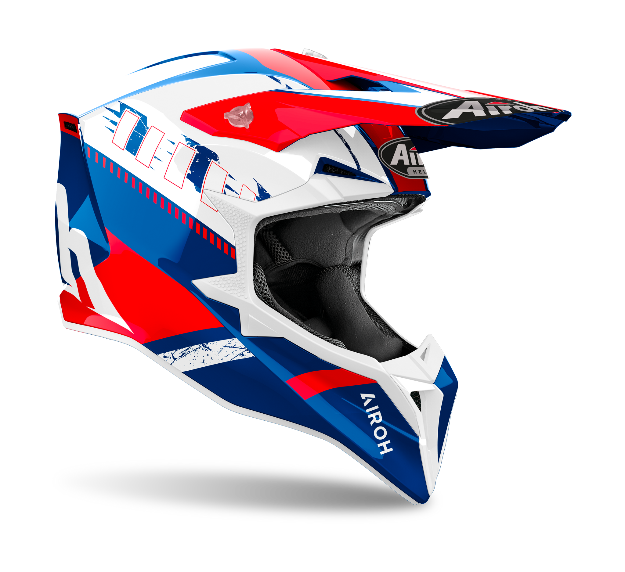 Airoh Motocross Helmet Wraap Feel - Gloss Blue / Red