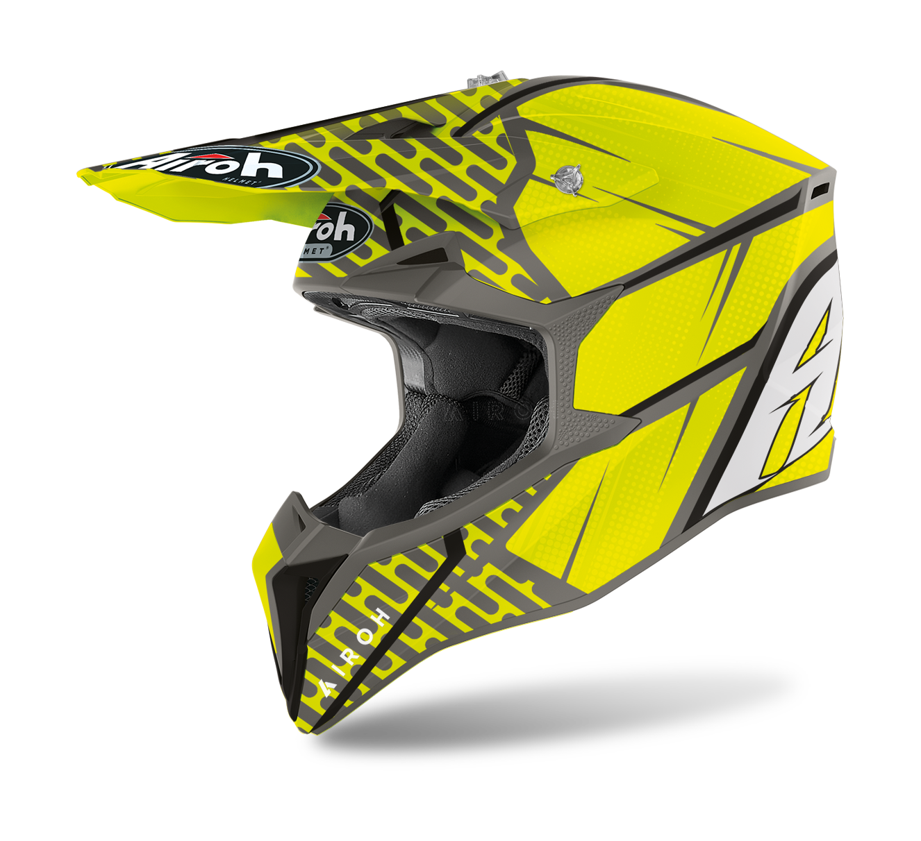 Airoh Motocross Helmet Wraap Idol - Matte Anthracite / Yellow