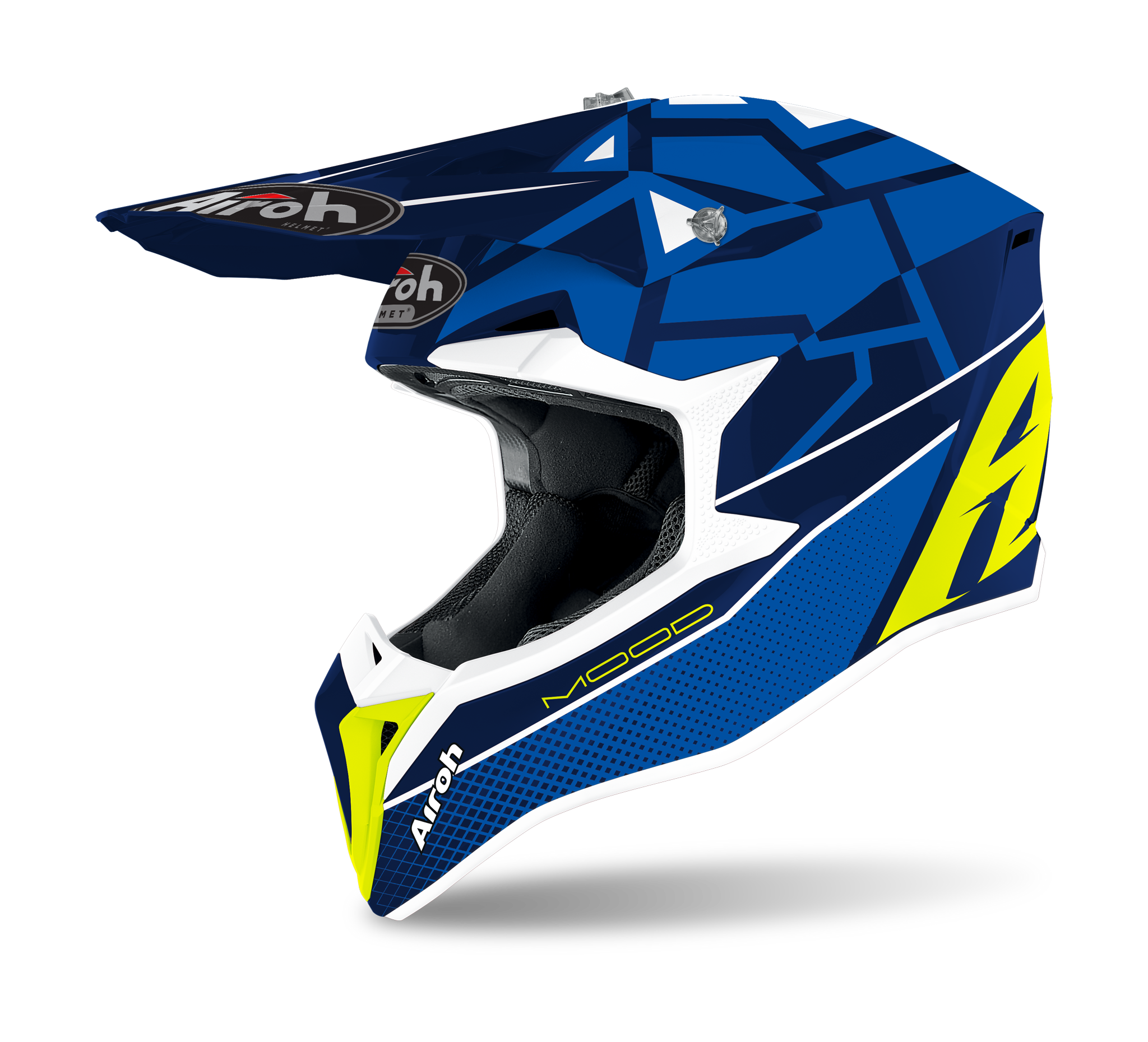 Airoh Motocross Helmet Wraap Mood - Gloss Fluo Blue / Yellow