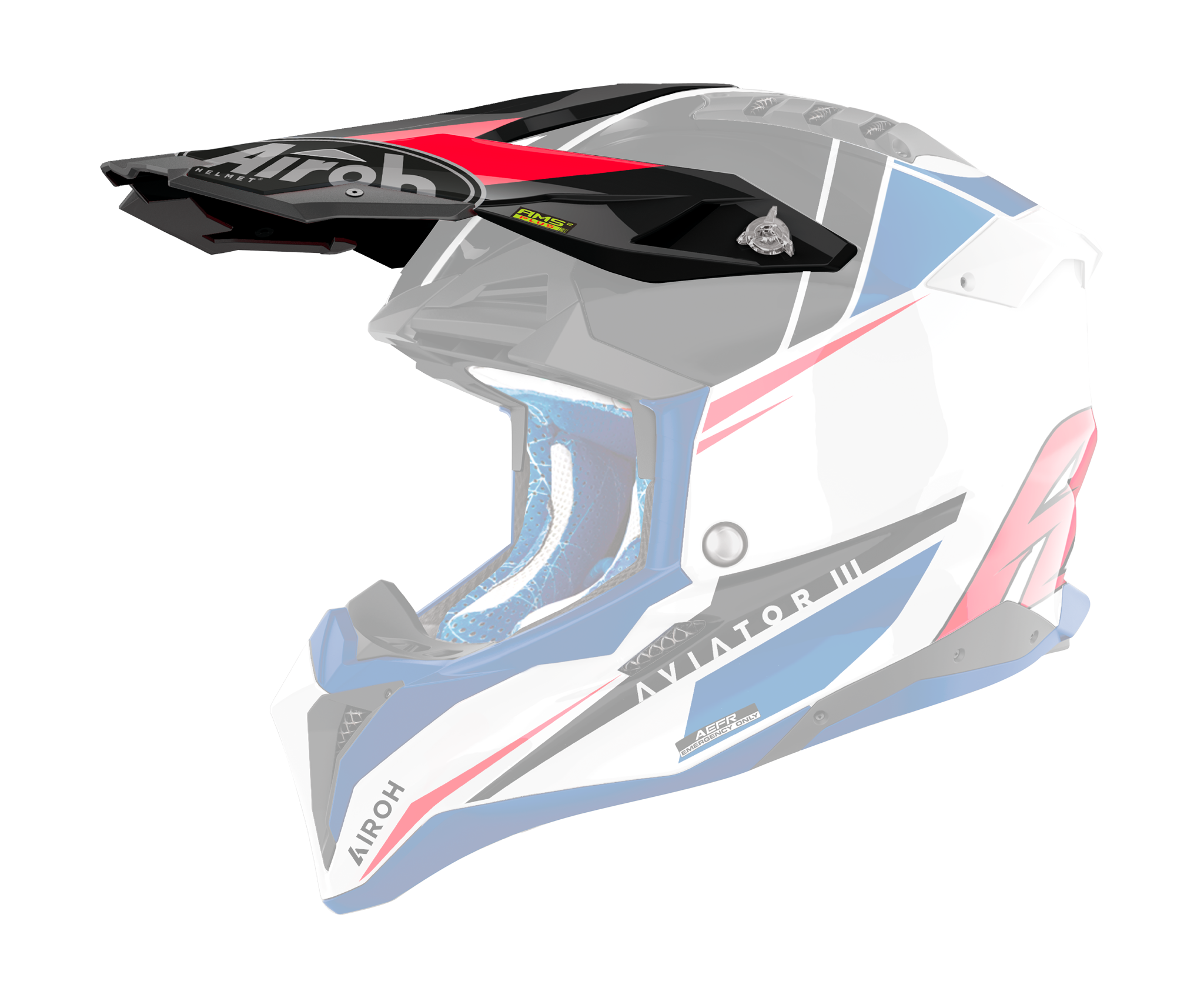 Airoh Helmet Visor Aviator 3 Push - Gloss Blue / Red