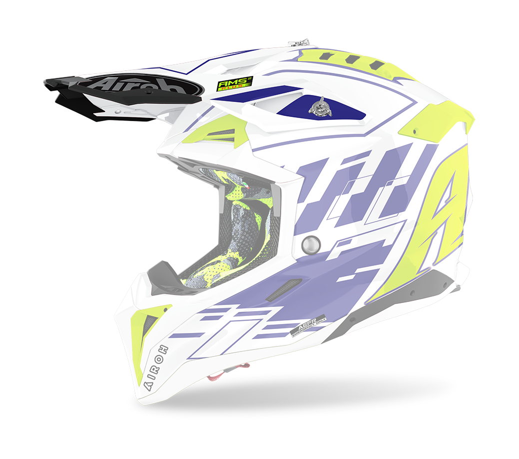 Airoh Helmet Visor Aviator 3 Rampage - Gloss Blue / White / Fluo Yellow