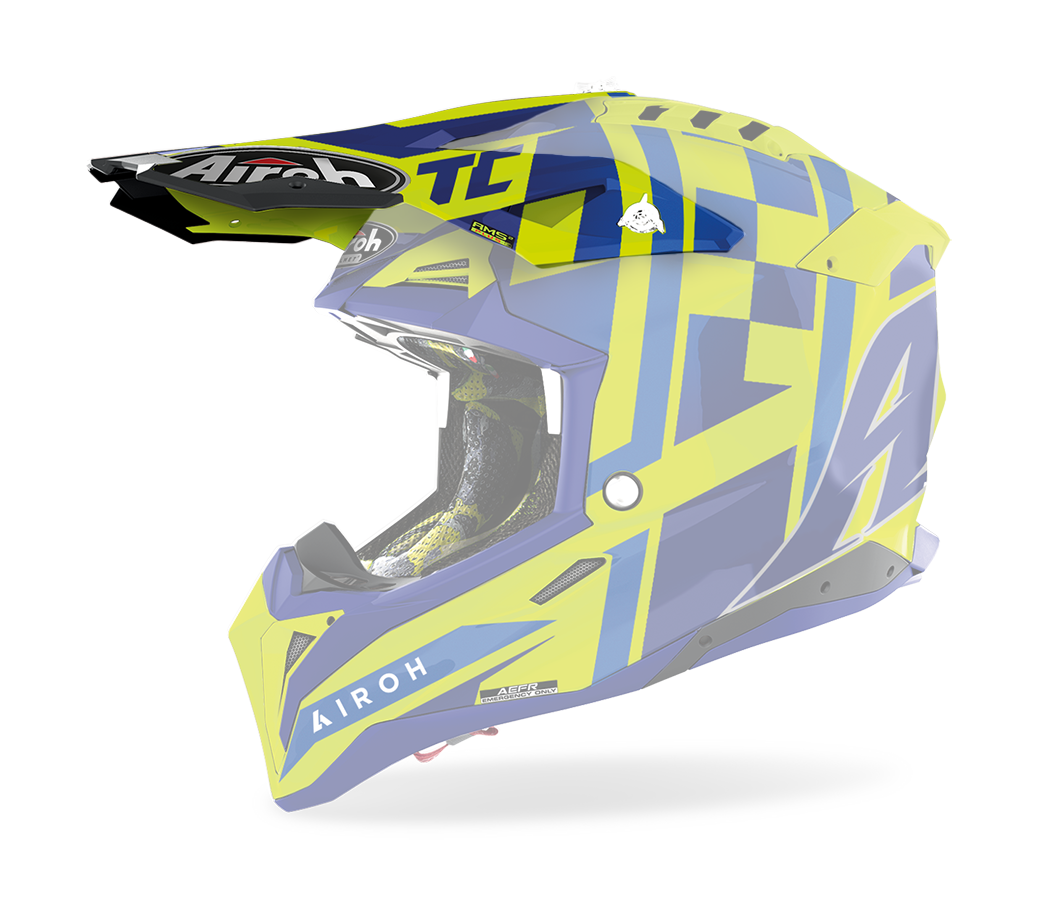 Airoh Helmet Visor Aviator 3 TC21 - Gloss Fluo Yellow / Blue