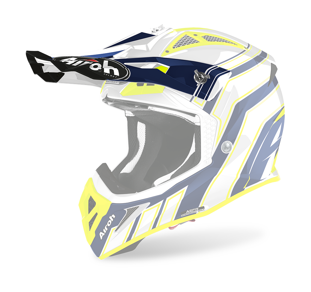 Airoh Helmet Visor Aviator Ace Art - Gloss Blue / White / Fluo Yellow