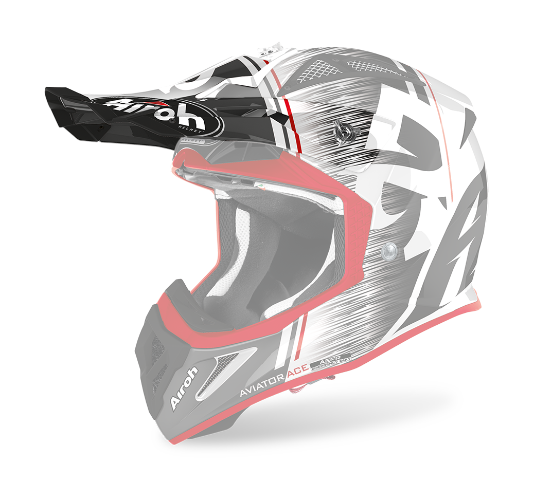 Airoh Helmet Visor Aviator Ace Kybon - Gloss Red / White / Grey