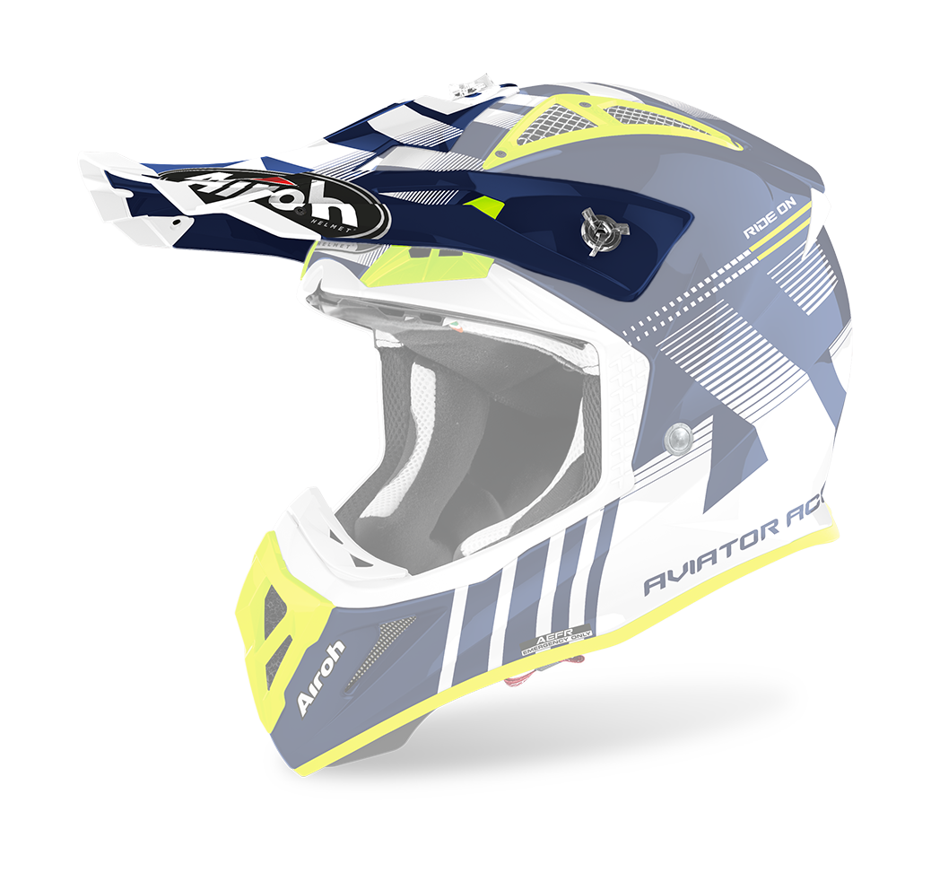 Airoh Helmet Visor Aviator Ace Nemesi - Gloss Blue / Fluo Yellow / White