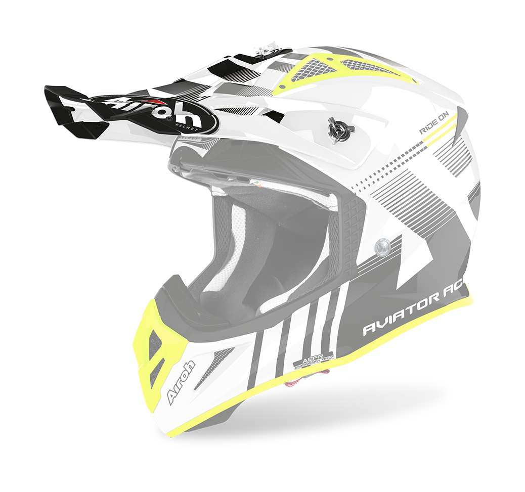 Airoh Helmet Visor Aviator Ace Nemesi - Gloss White / Fluo Yellow / Black