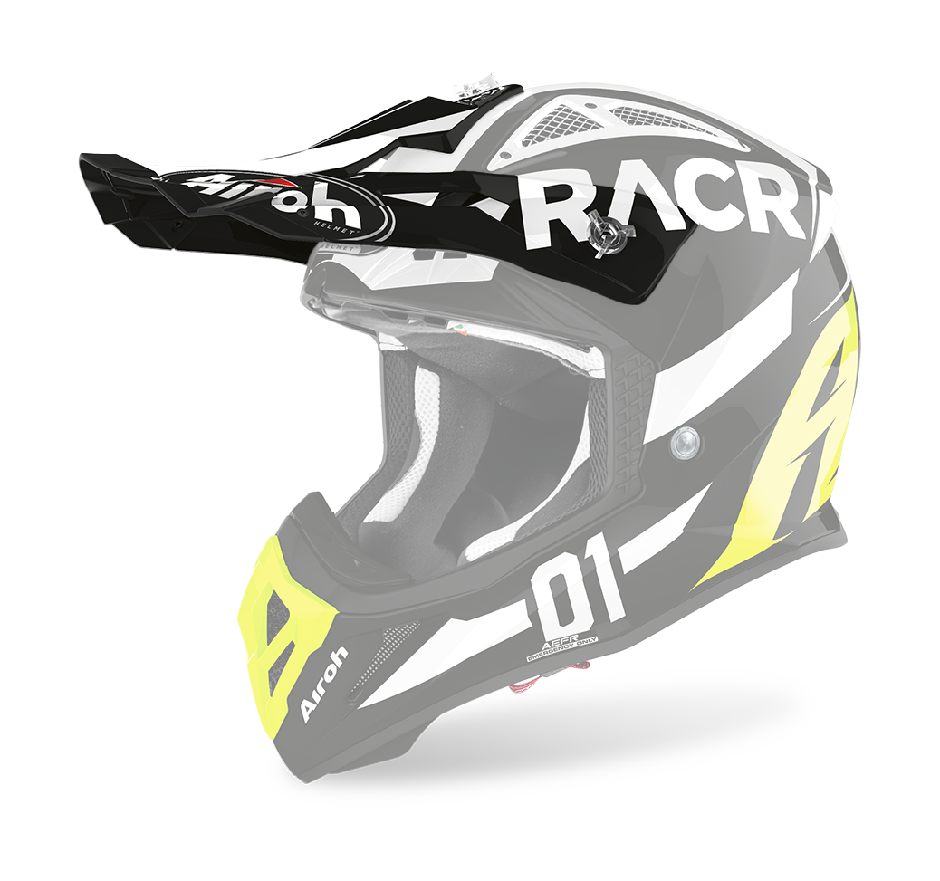 Airoh Helmet Visor Aviator Ace Racr - Gloss Black White / Fluo Yellow