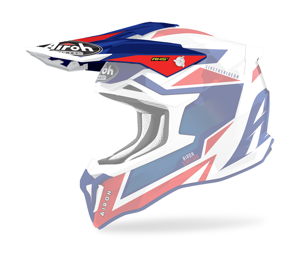Airoh Helmet Visor Strycker Axe - Gloss Red / White / Blue