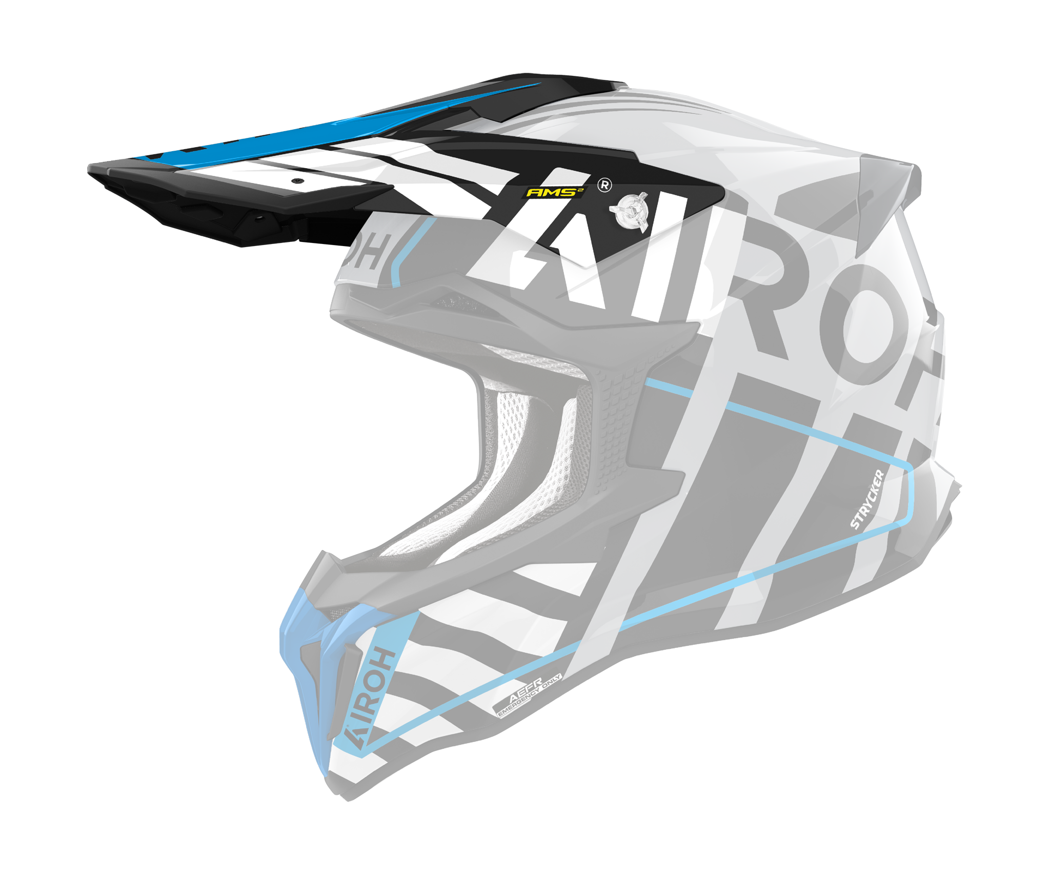 Airoh Helmet Visor Strycker Brave - Gloss Blue / Grey