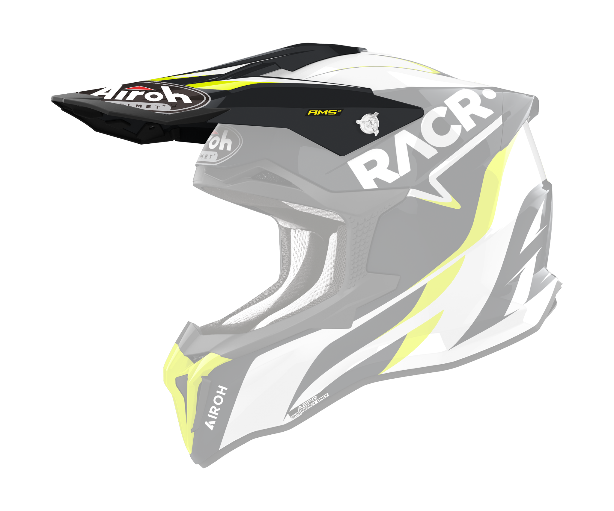 Airoh Helmet Visor Strycker Brave RACR - Gloss Black / White