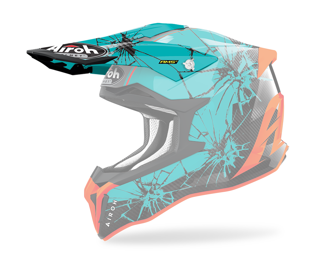 Airoh Helmet Visor Strycker Crack - Gloss Fluo Orange / Blue
