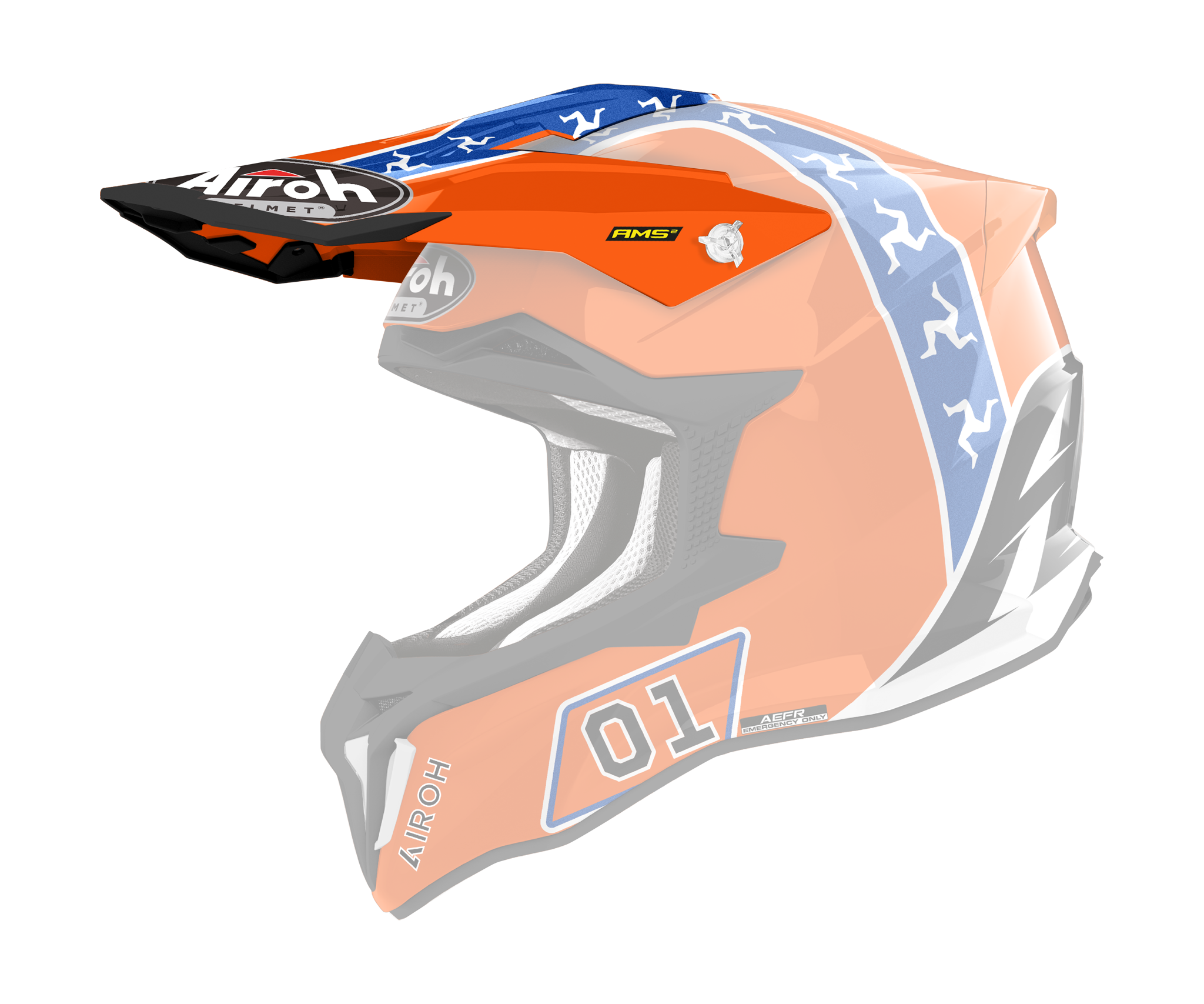 Airoh Helmet Visor Strycker Hazzard - Gloss Orange / Blue