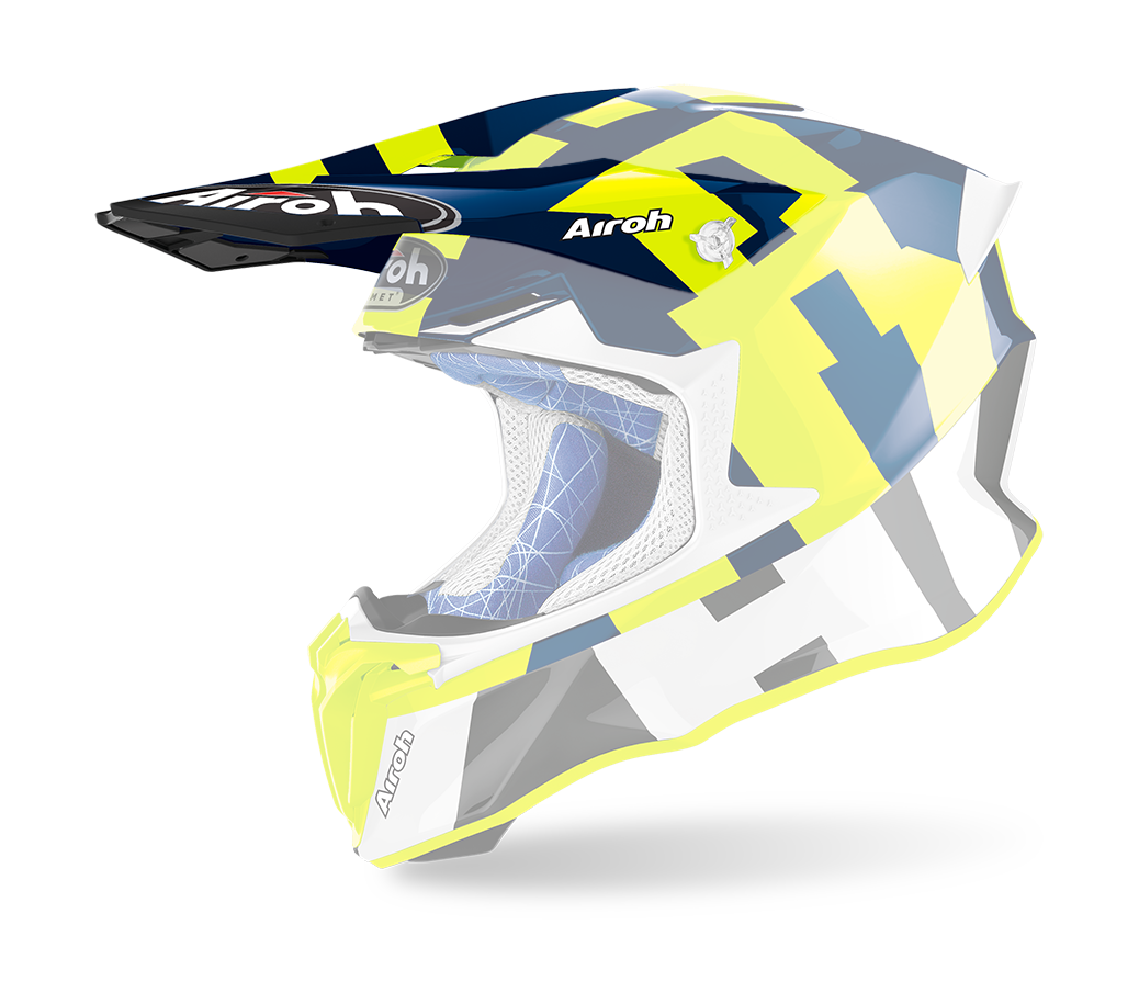Airoh Helmet Visor Twist 2.0 Frame - Gloss Fluo Yellow / Blue / White