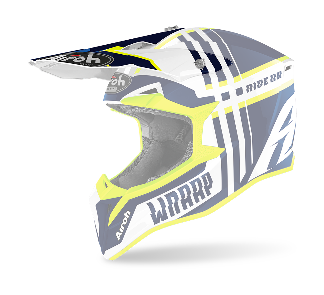 Airoh Helmet Visor Wraap Broken - Gloss Fluo Yellow / Blue