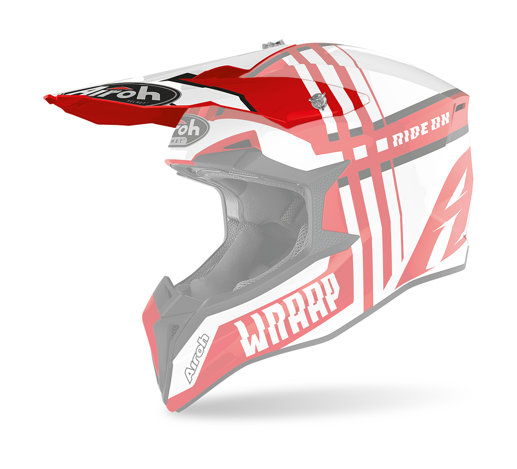 Airoh Helmet Visor Wraap Broken - Gloss Red / White
