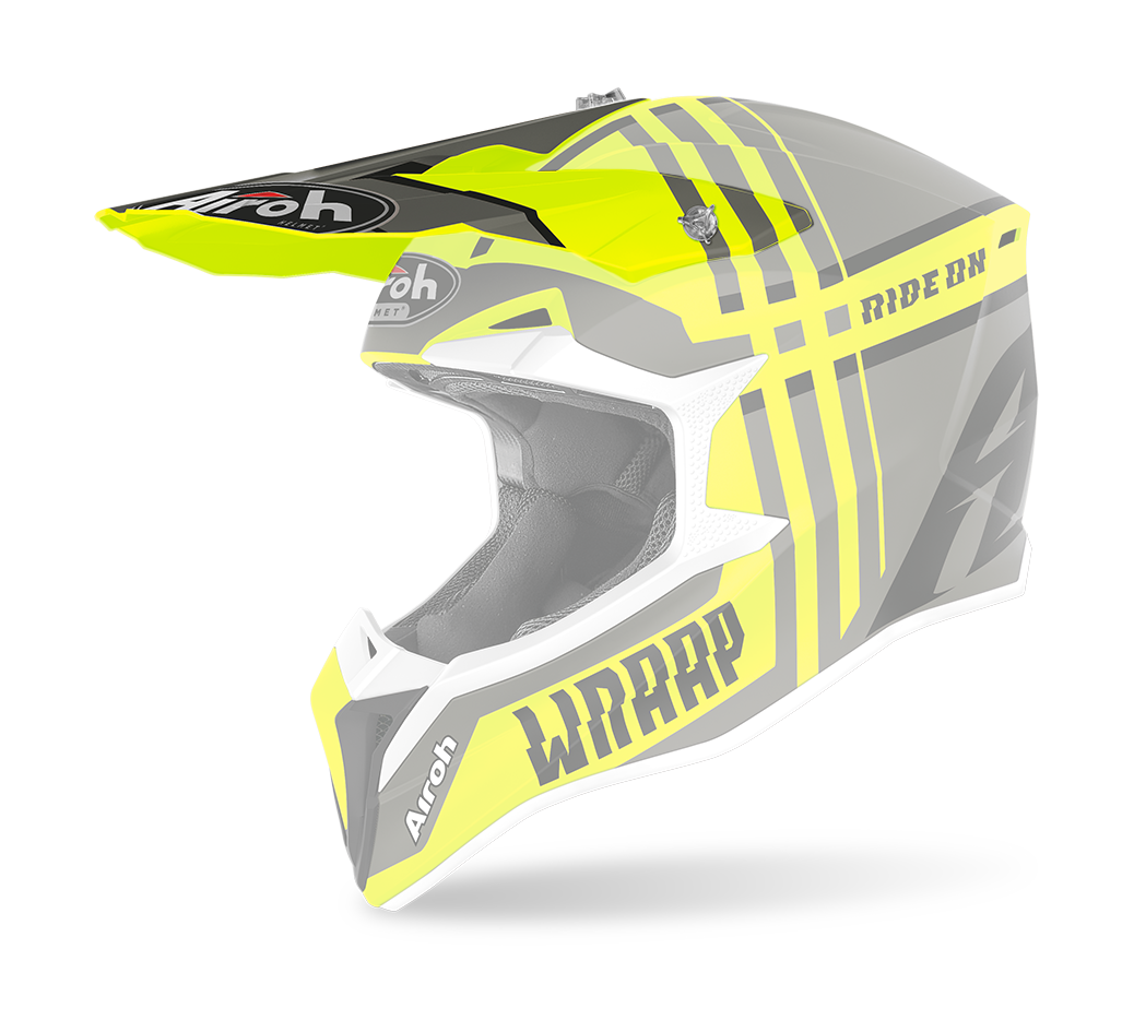 Airoh Helmet Visor Wraap Broken - Matte Fluo Yellow / Grey