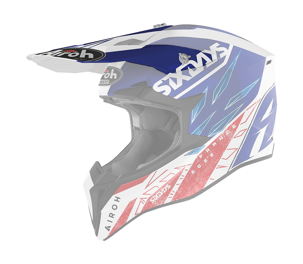 Airoh Helmet Visor Wraap Six Days France - Gloss Red / White / Blue