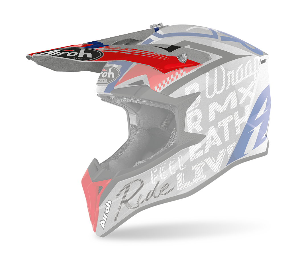 Airoh Helmet Visor Wraap Street - Gloss Grey / Red / Blue