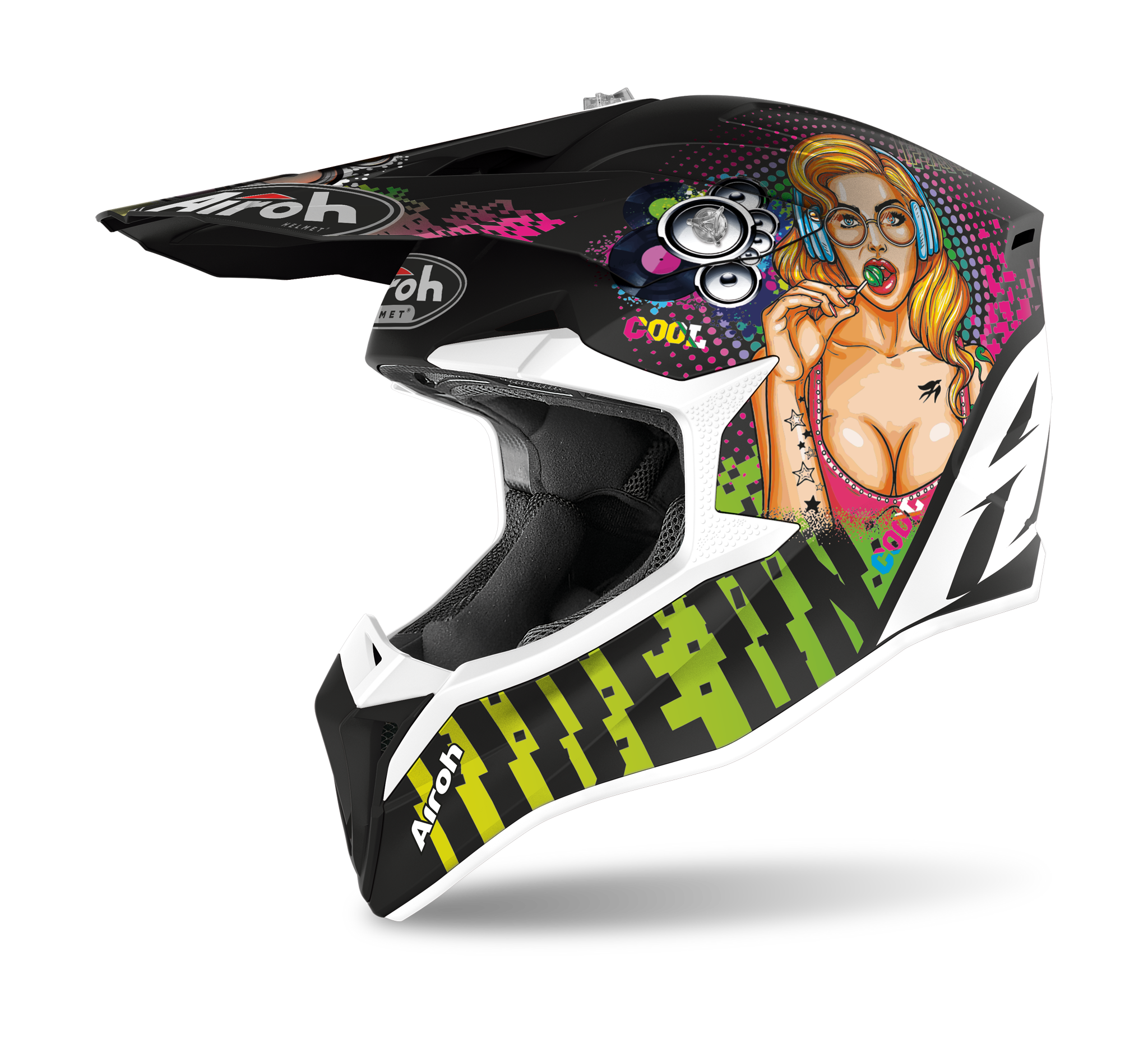 Airoh Youth Motocross Helmet Wraap Pin Up - Matte Multi