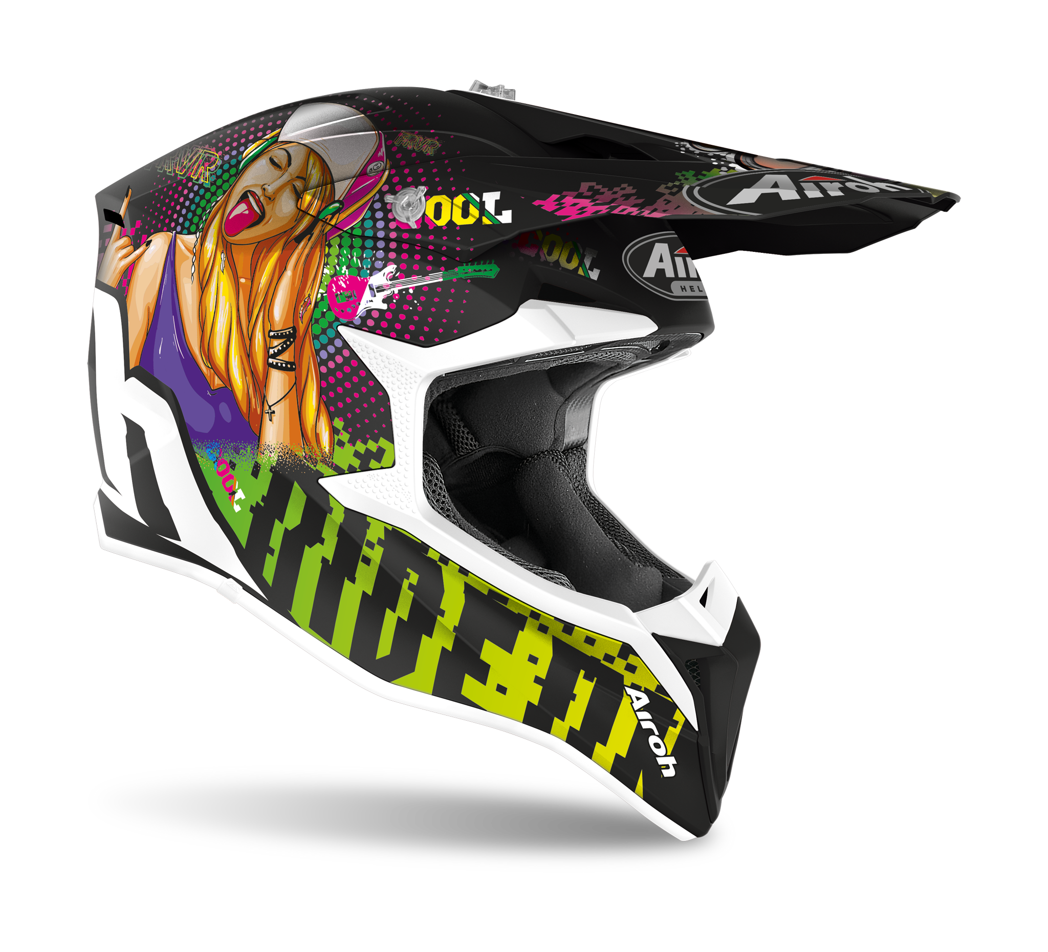 Airoh Youth Motocross Helmet Wraap Pin Up - Matte Multi