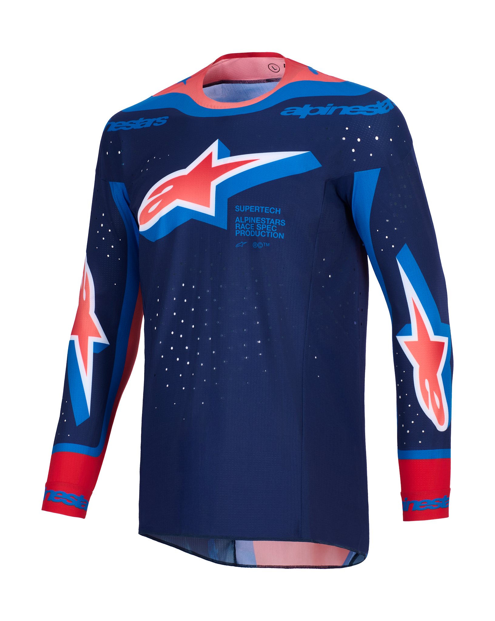 Alpinestars Motocross Jersey 2026 Supertech Vista - Dark Navy / Hot Coral / Cobalt