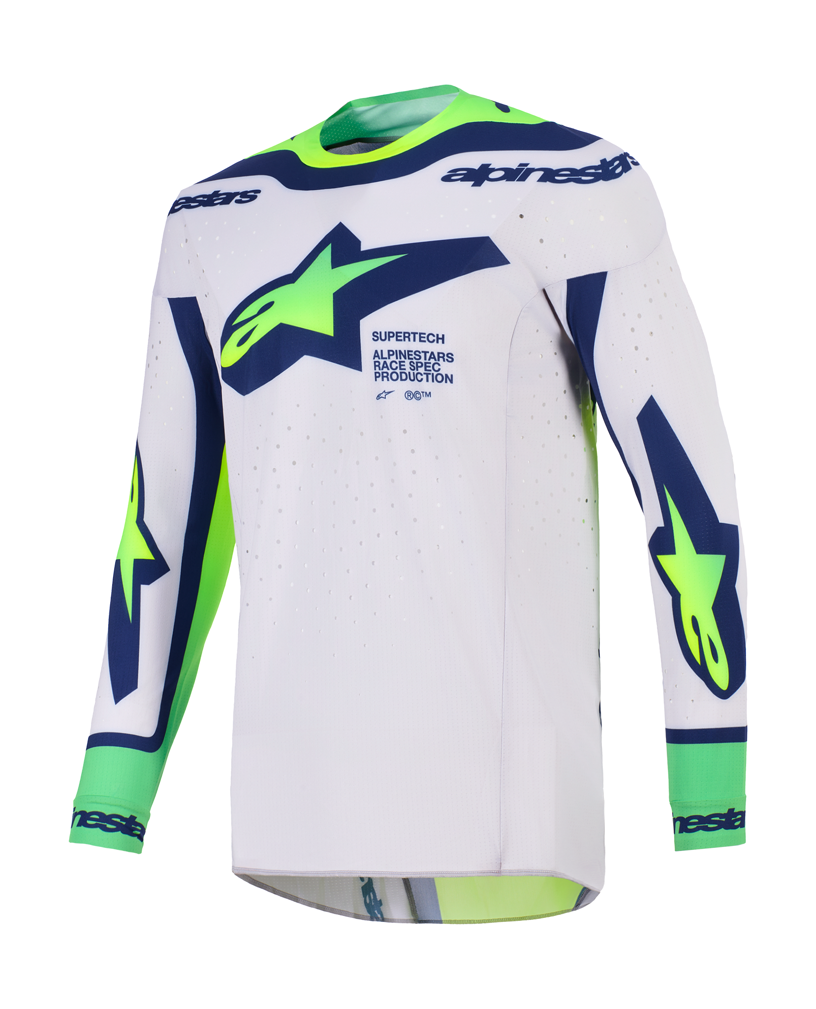 Alpinestars Motocross Jersey 2026 Supertech Vista - Light Grey / Fluo Yellow / Blue