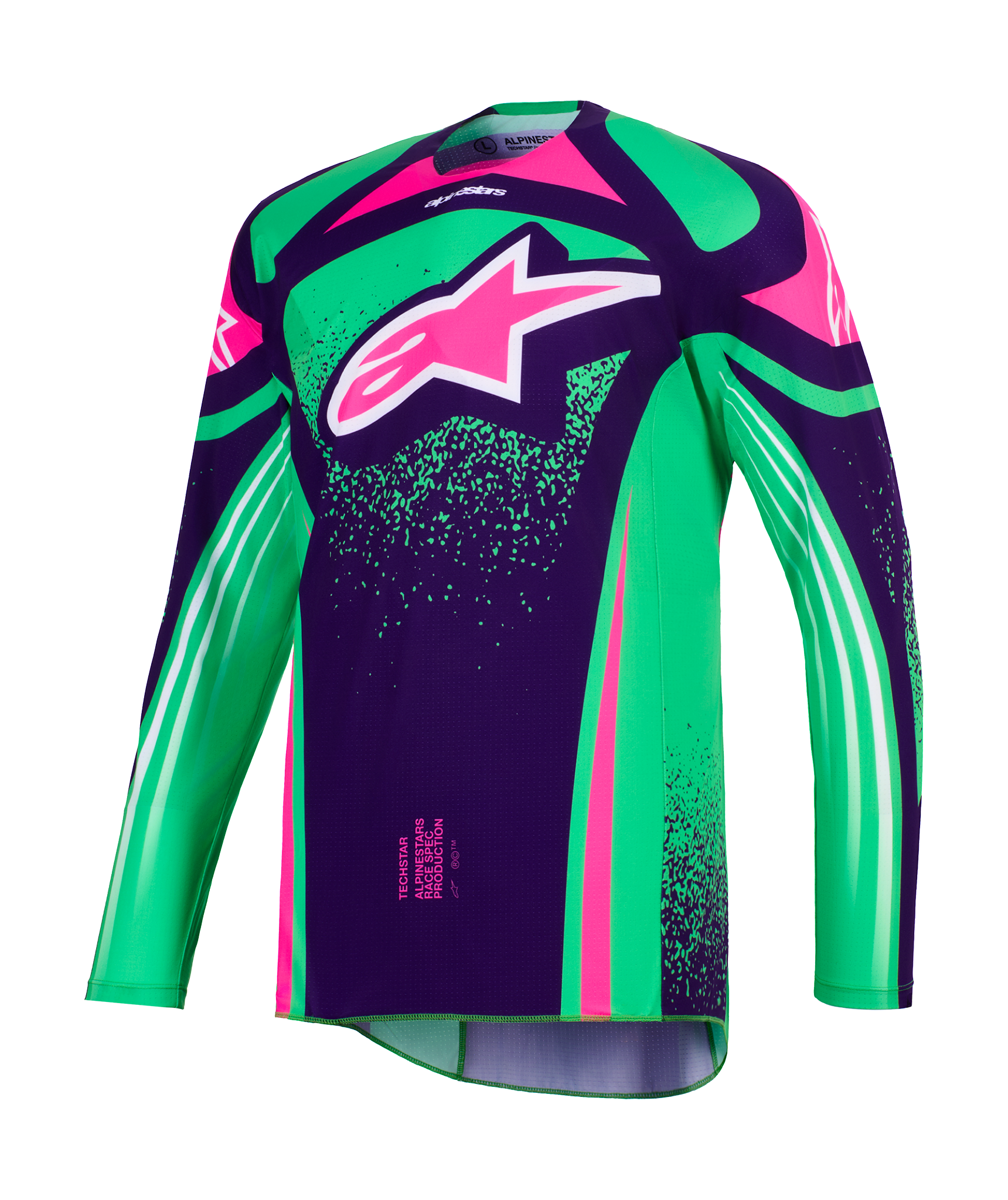 Alpinestars Motocross Jersey 2026 Techstar Nomur - Deep Purple / Green / Fluo Pink
