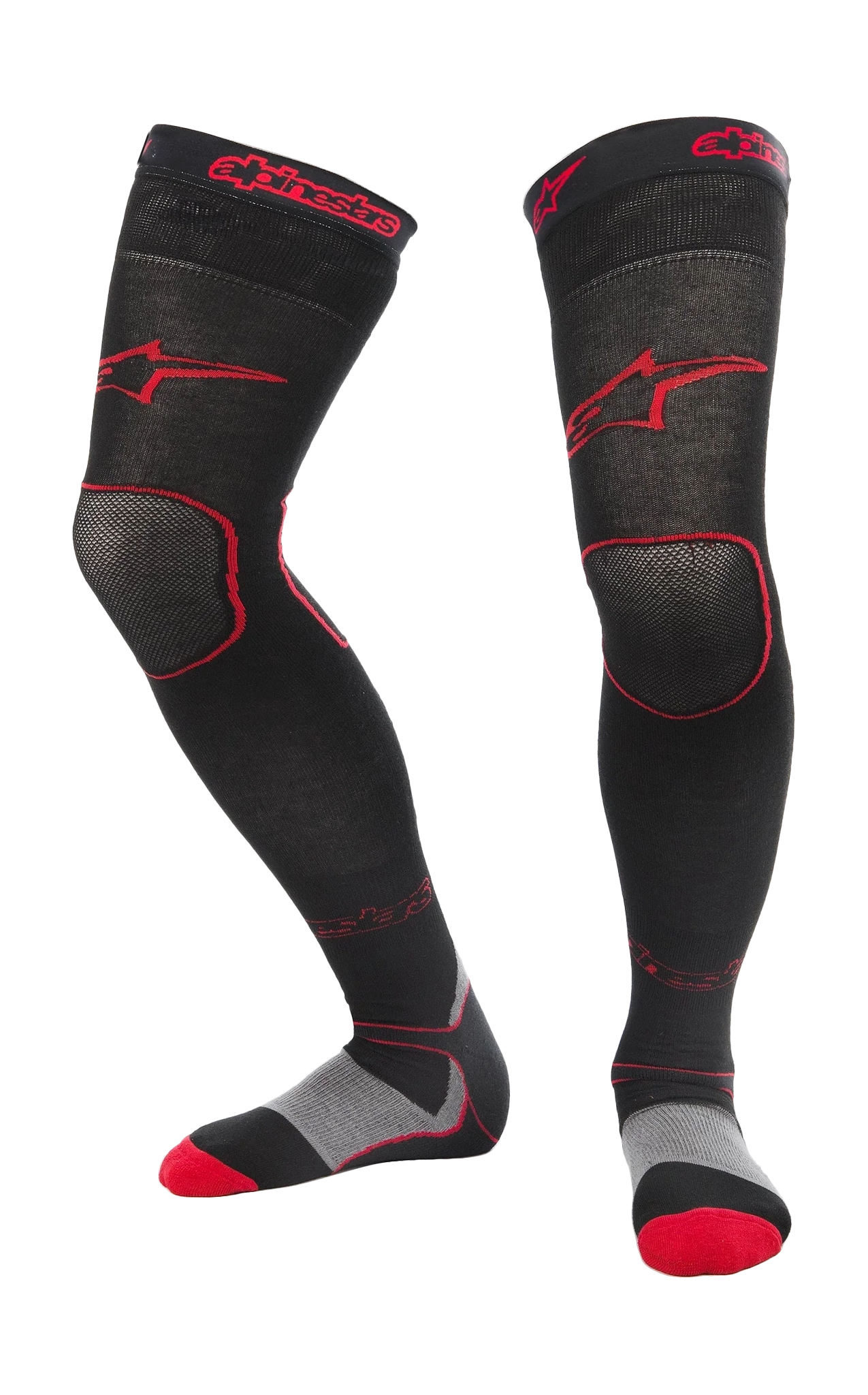 Alpinestars Motocross Socks Long Kneebrace - Black / Red