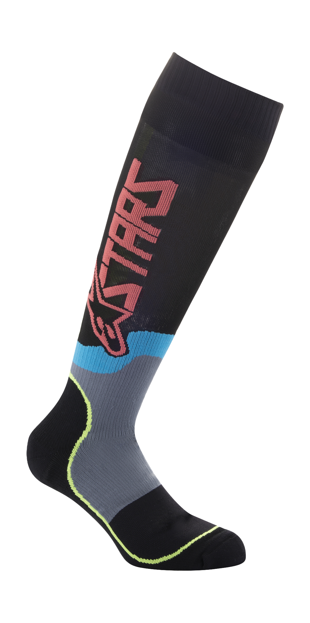 Alpinestars Motocross Socks MX PLUS-2 - Black / Fluo Yellow / Coral