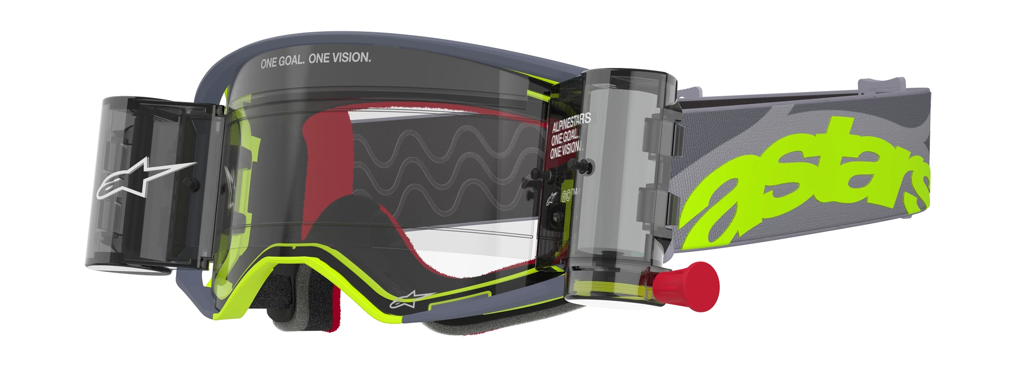 Alpinestars Motocross Goggle Roll-Off Supertech Stream - Grey / Yellow / Black - Clear