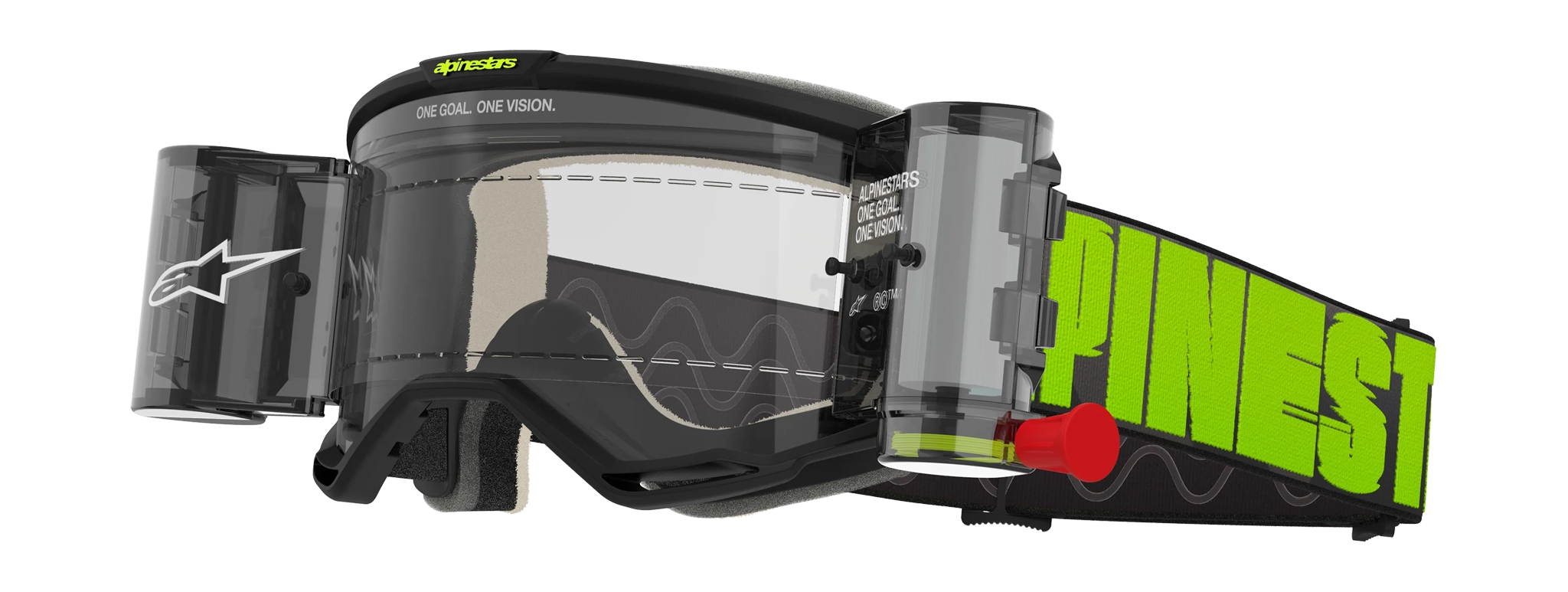 Alpinestars Motocross Goggle Roll-Off Vision 5 Hollow - Charcoal / Fluo Yellow - Clear