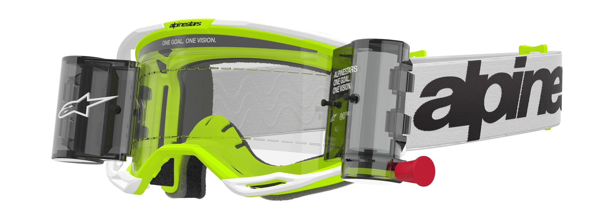 Alpinestars Motocross Goggle Roll-Off Vision 8 Wordmark - White / Fluo Yellow - Clear