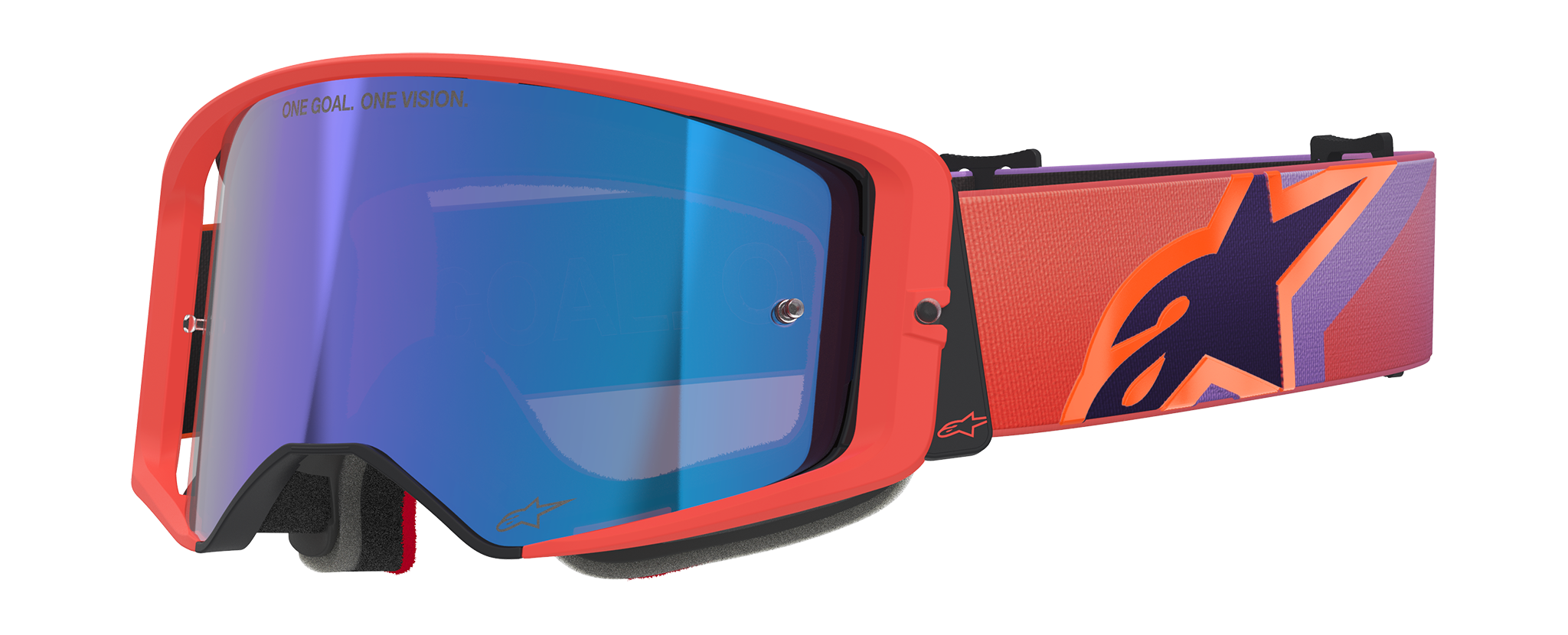 Alpinestars Motocross Goggle Supertech Corp - Hot Coral / Purple - Mirror Blue